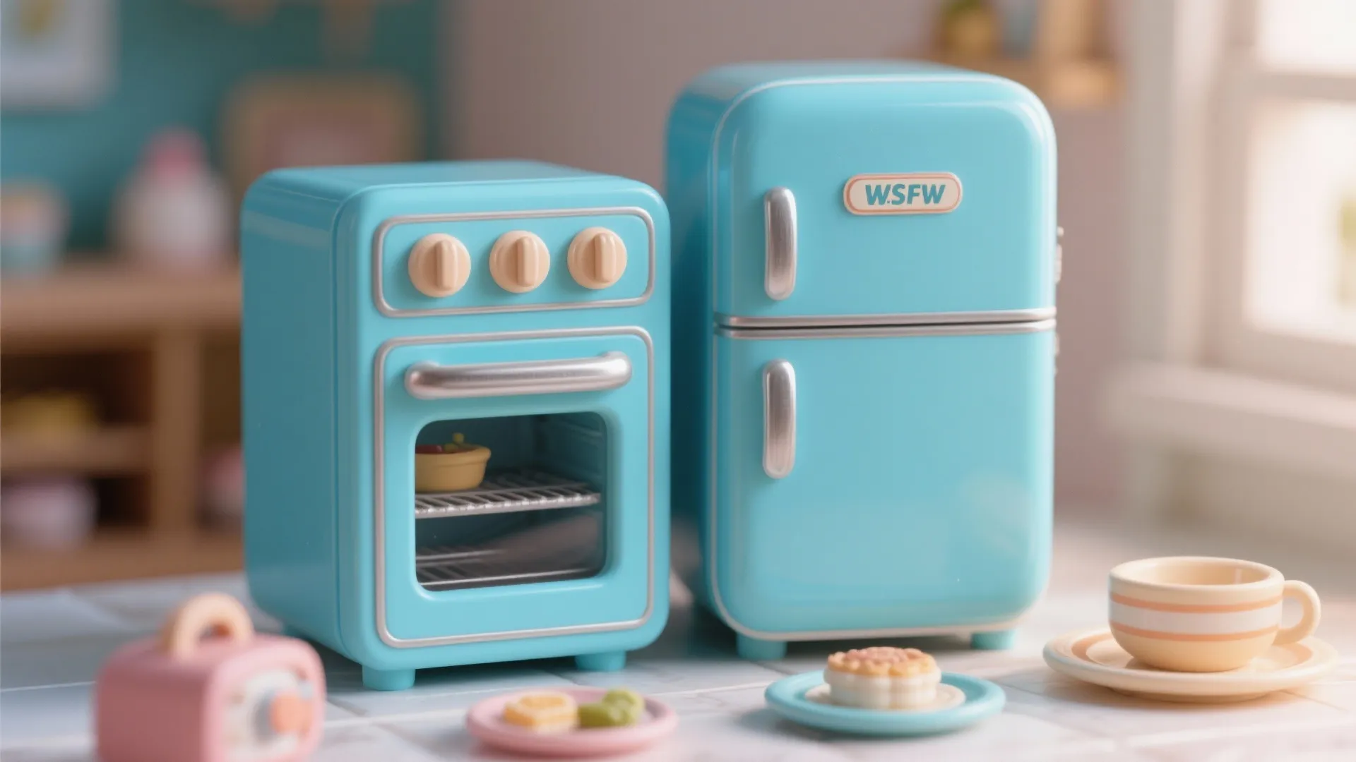 3. Retro Sky-Blue Appliances
