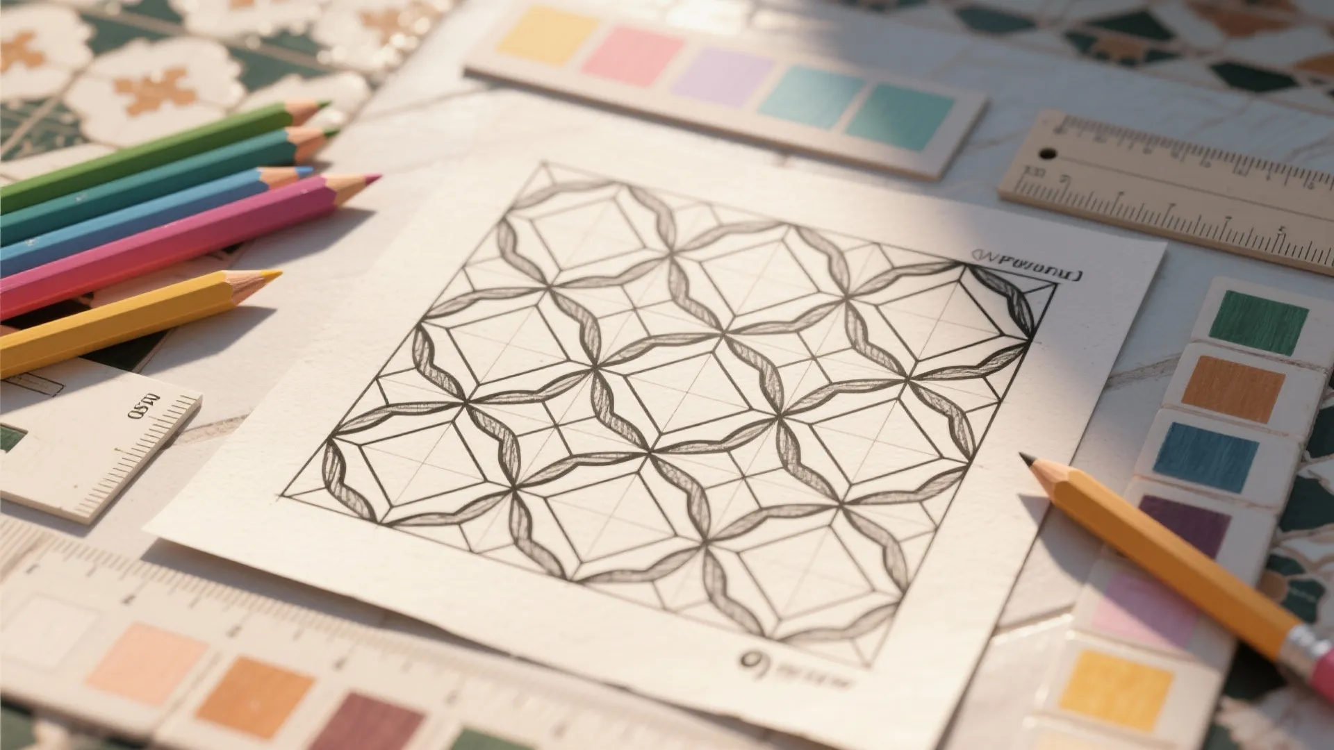 1. Retro Tile Pattern Bathroom Coloring Page