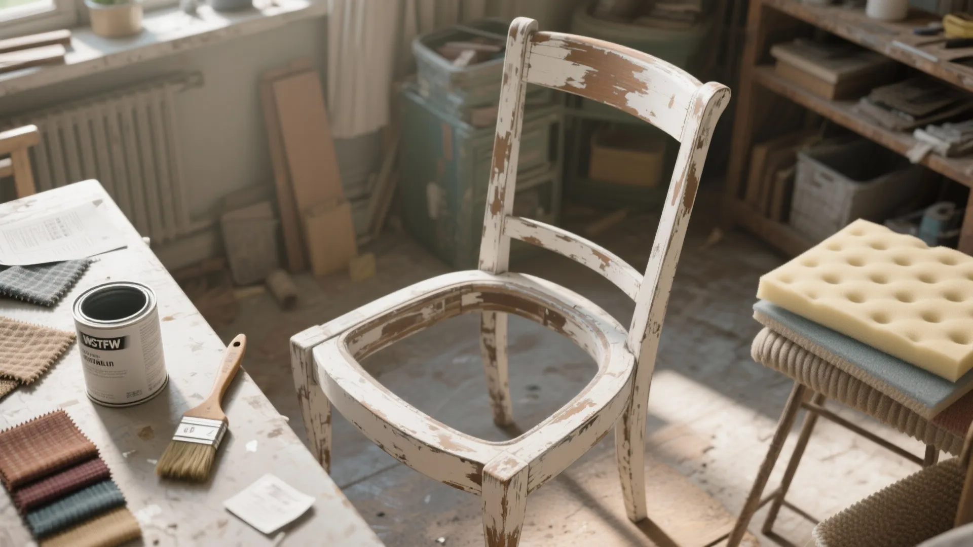 4. Paint the frame, reupholster the seat