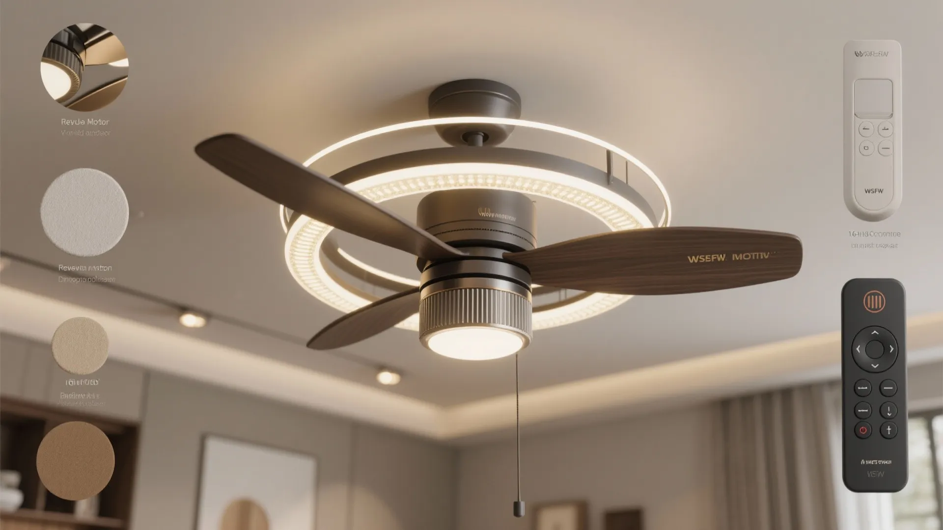5. Reversible motor fan with layered lighting