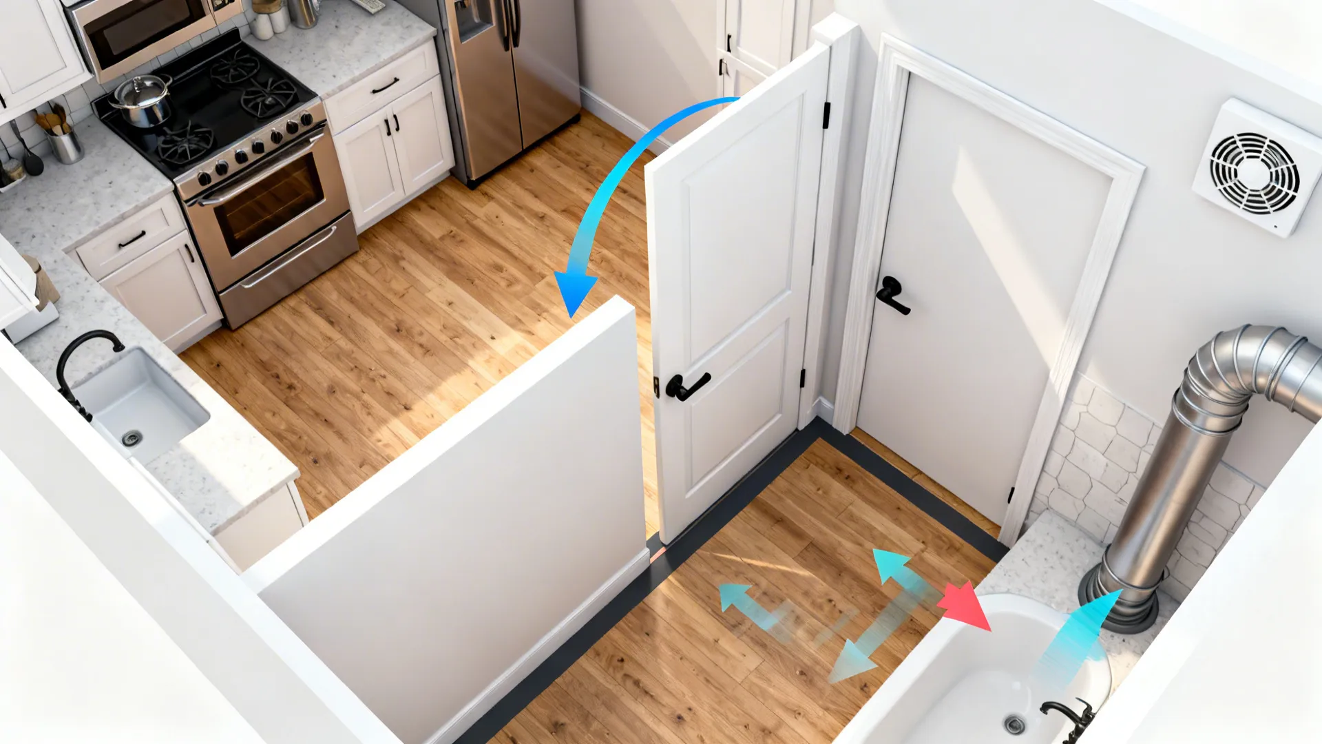 4) Reversible swing with acoustic and odor controls