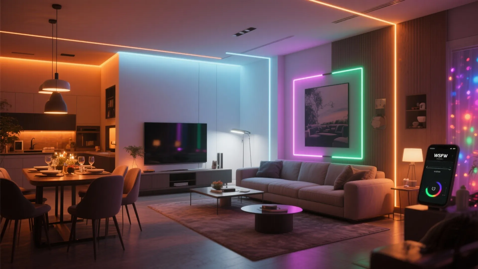 5. Color-Changing Accent for Multipurpose Rooms