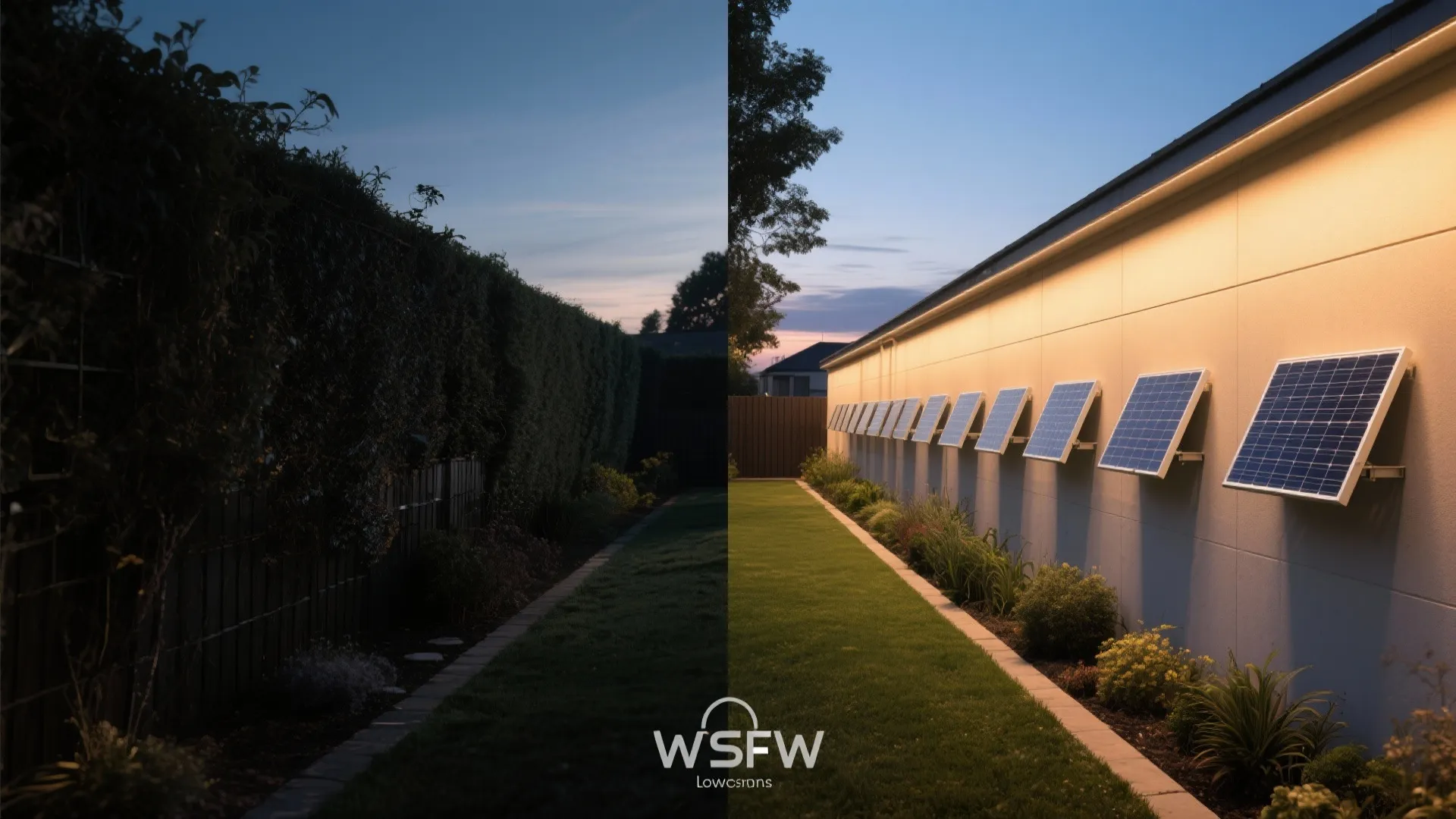 Wall-wash + fence rhythm using repeating modules