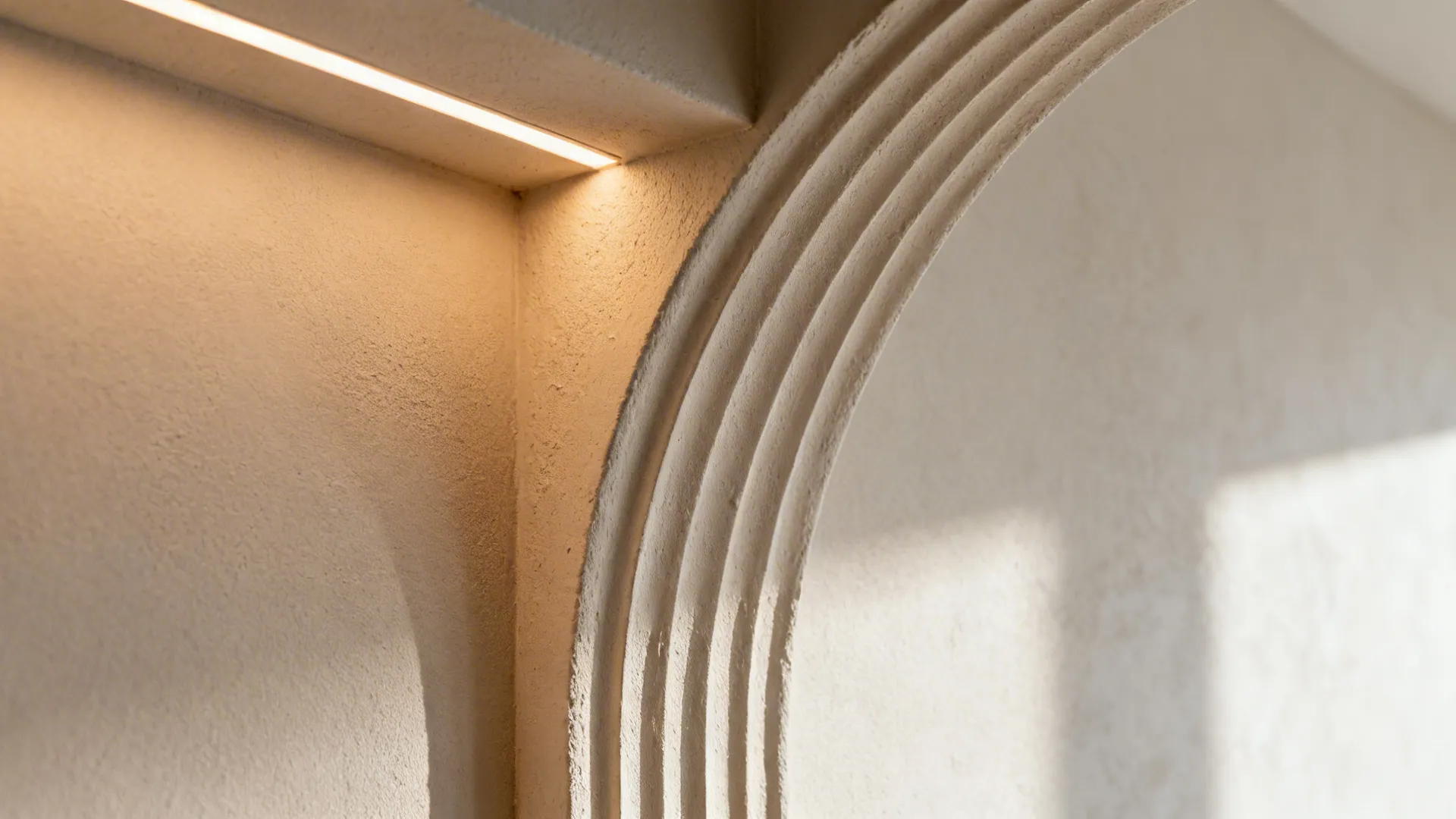 Macro of a gypsum rib edge showing smooth curvature and linear grazed light.