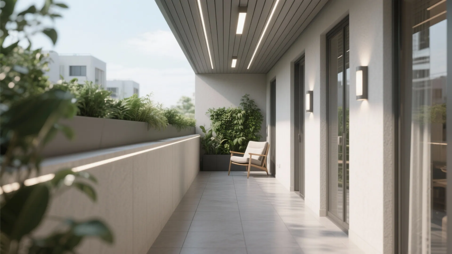 Linear Ribbed POP Ceiling with Integrated Spotlights