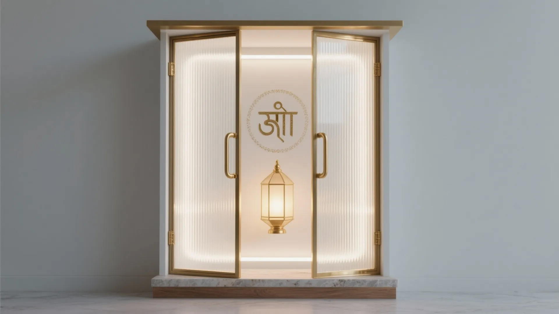 Frosted or Ribbed Glass with Brass Frame