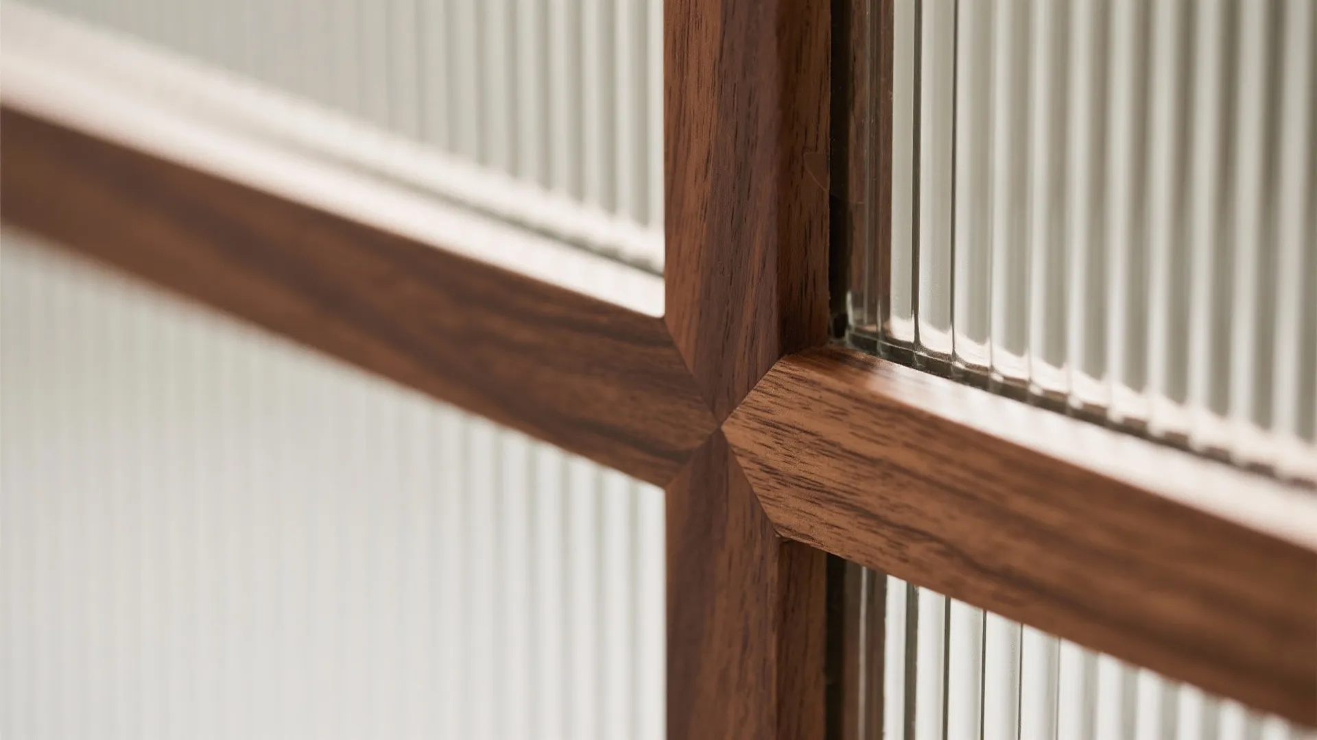 Hybrid Partition: Wood Frame + Ribbed Glass