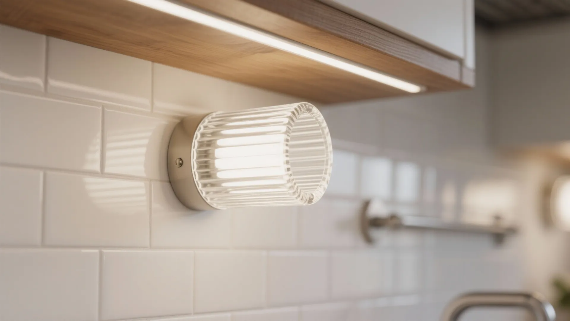 Ribbed glass shades for a soft, diffused glow