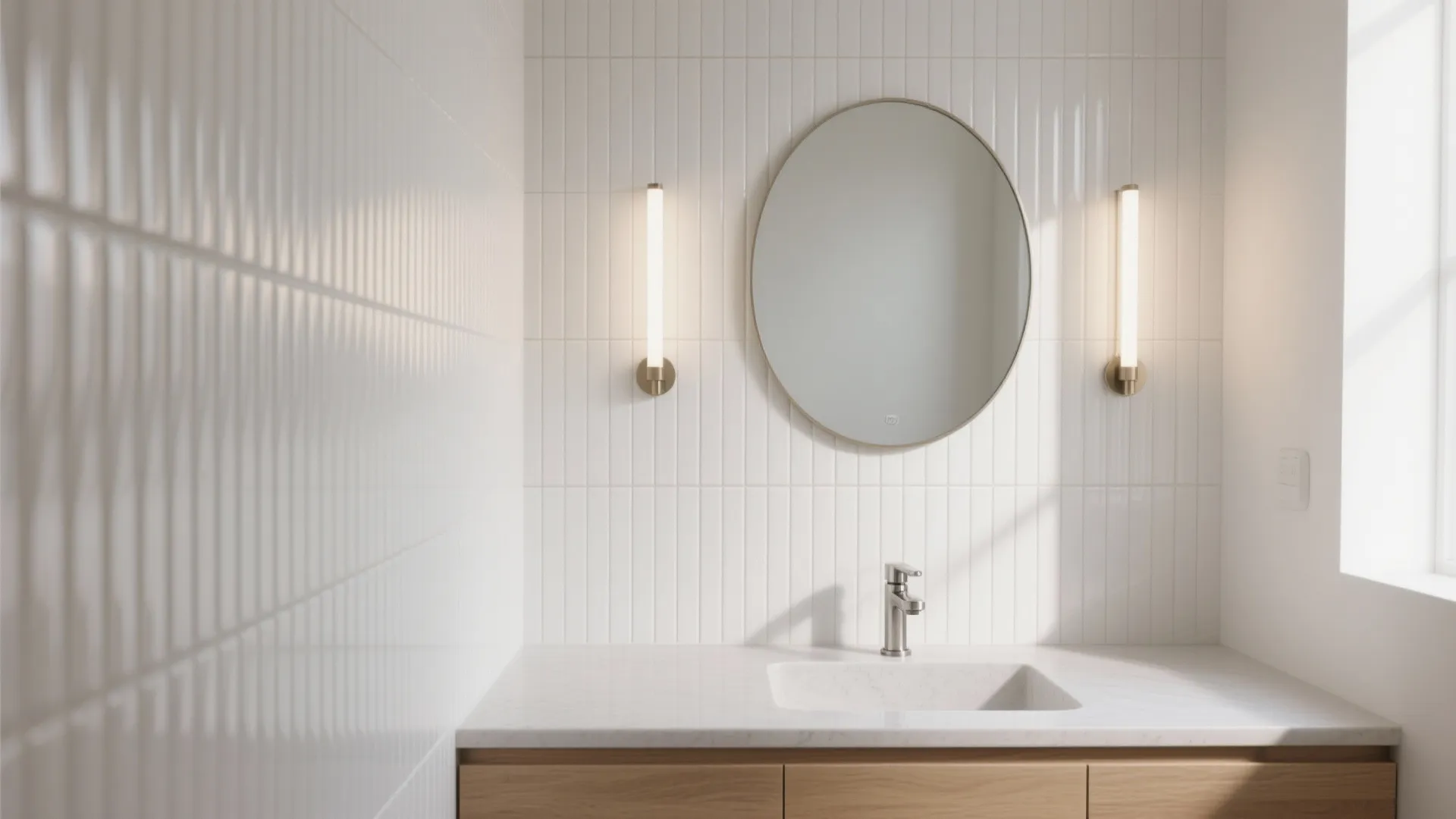 Minimal ribbed porcelain 3D wall tiles