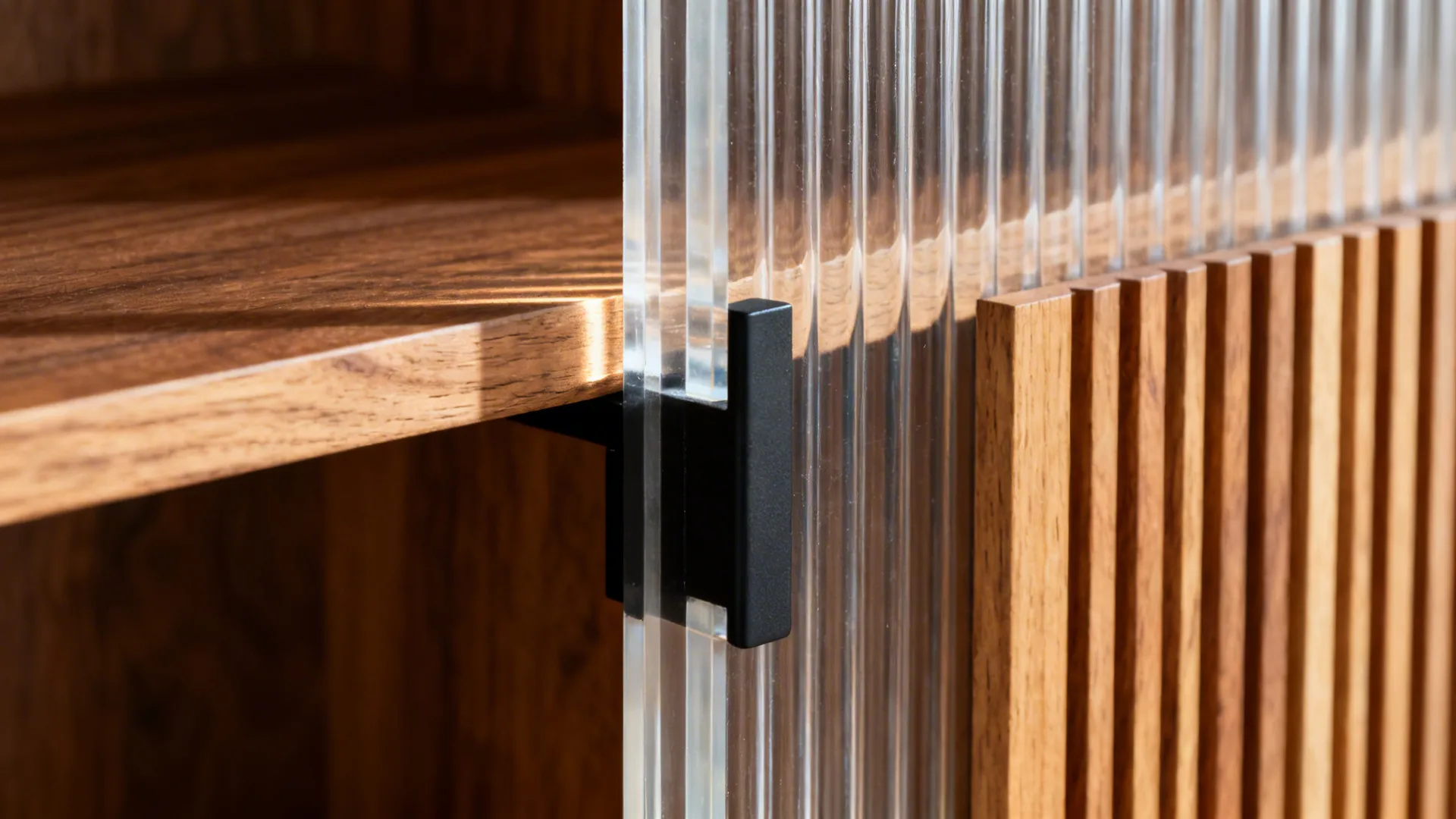 Open Shelving + Ribbed Screens: Layered Texture