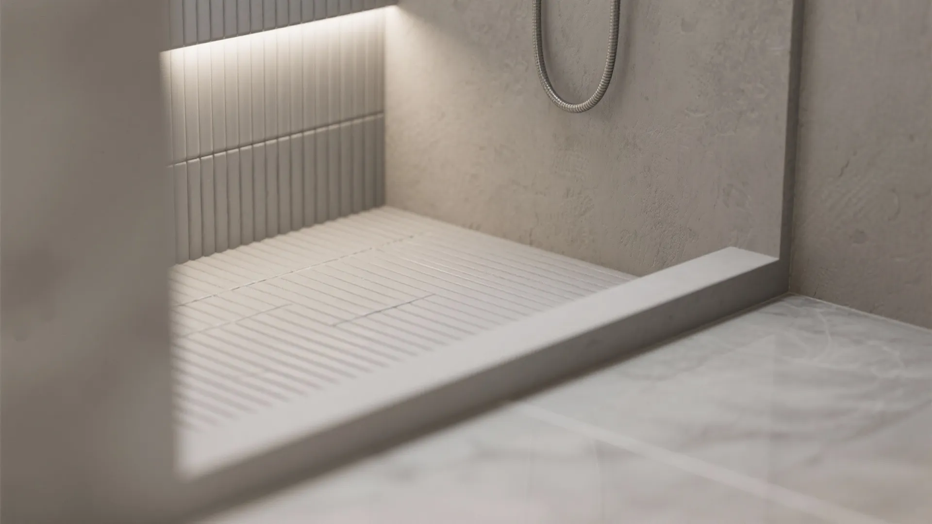 Textured Grey Tiles: Stone, Microcement, and Ribbed Details