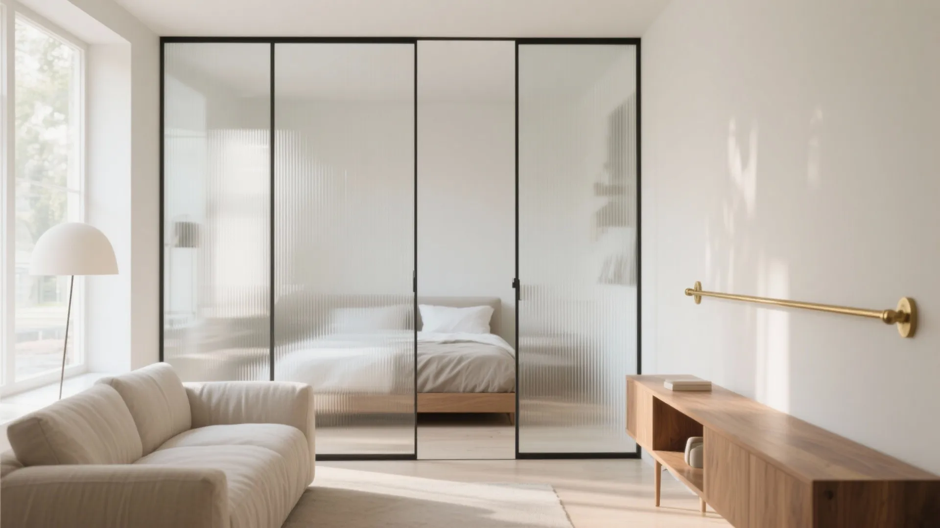 1) Transparent Zoning With Sliding Glass or Ribbed Acrylic