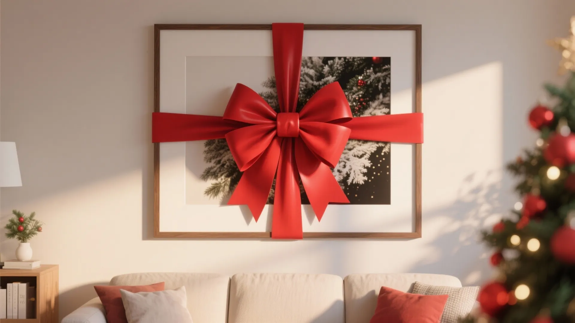 7. Ribbon-Wrapped Wall Art