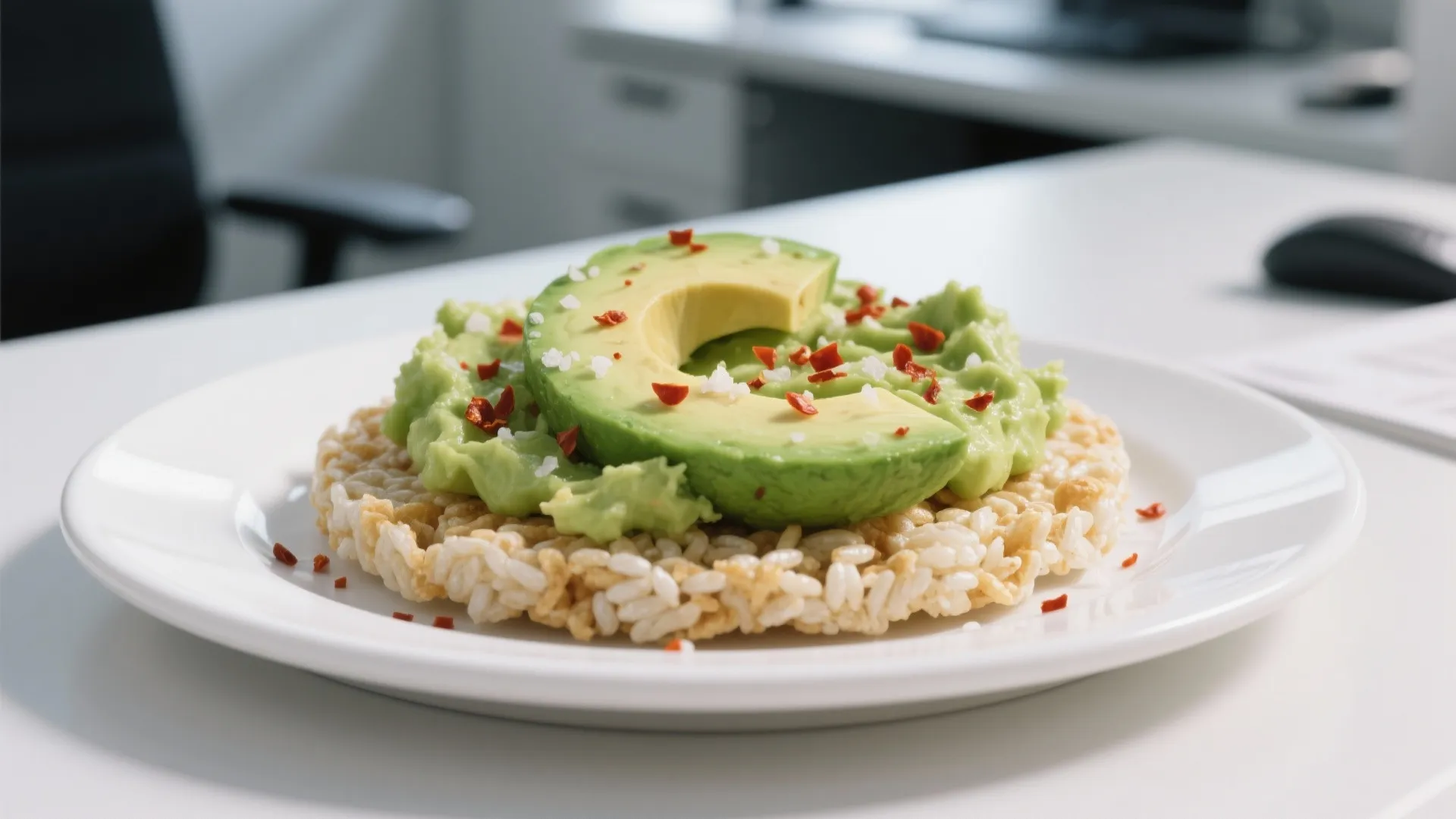4. Rice Cakes with Avocado Smash
