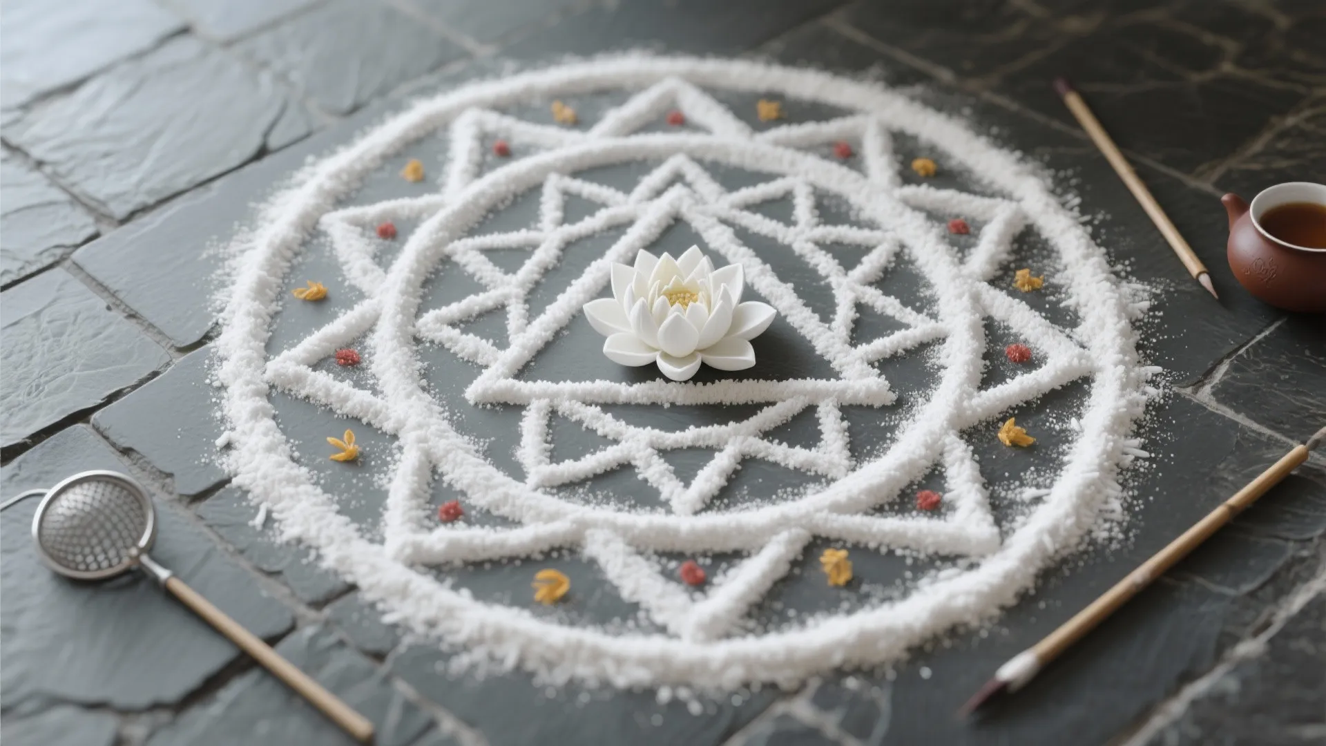Geometric Rice Flour Mandala