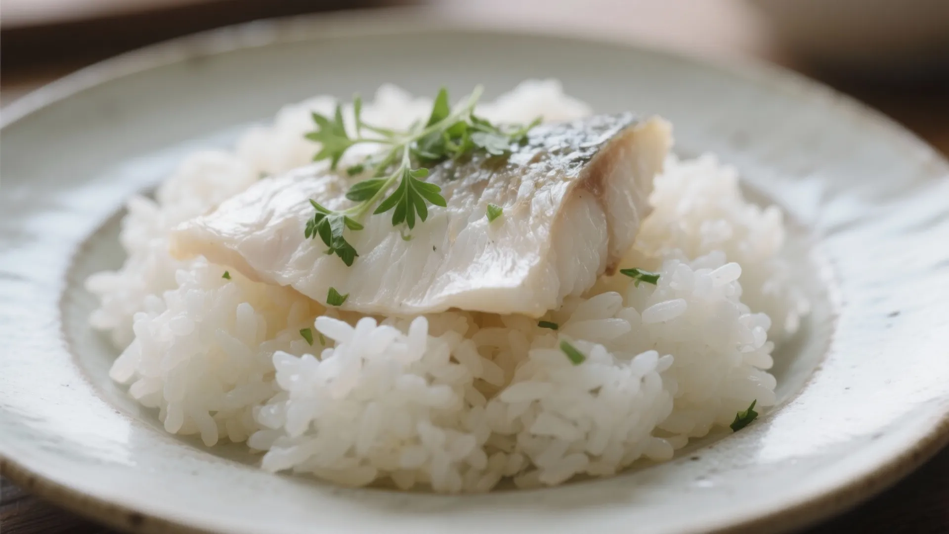 3. Steamed Rice with Flaky White Fish