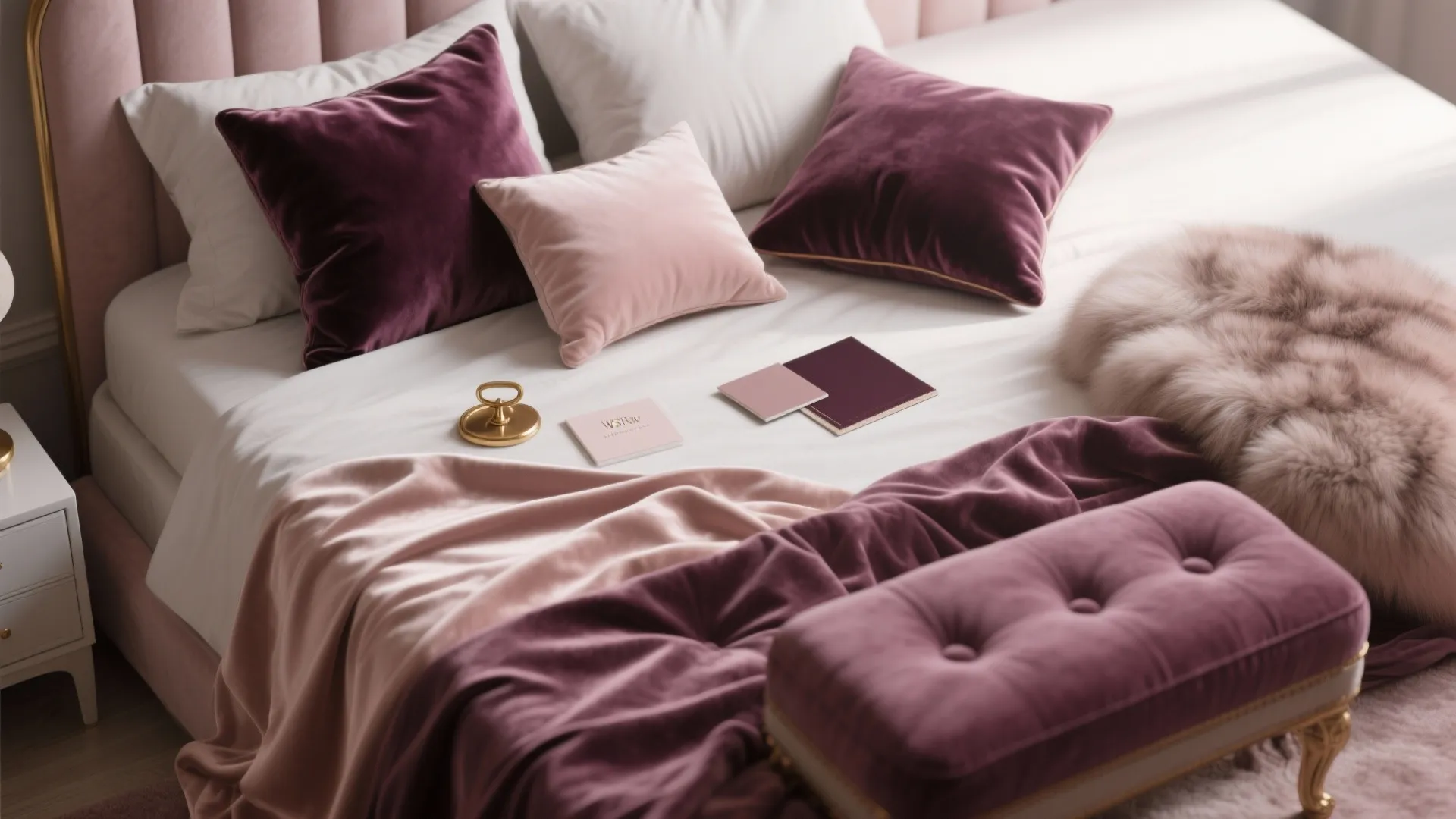 2. Rich textures (velvet, silk, faux fur)