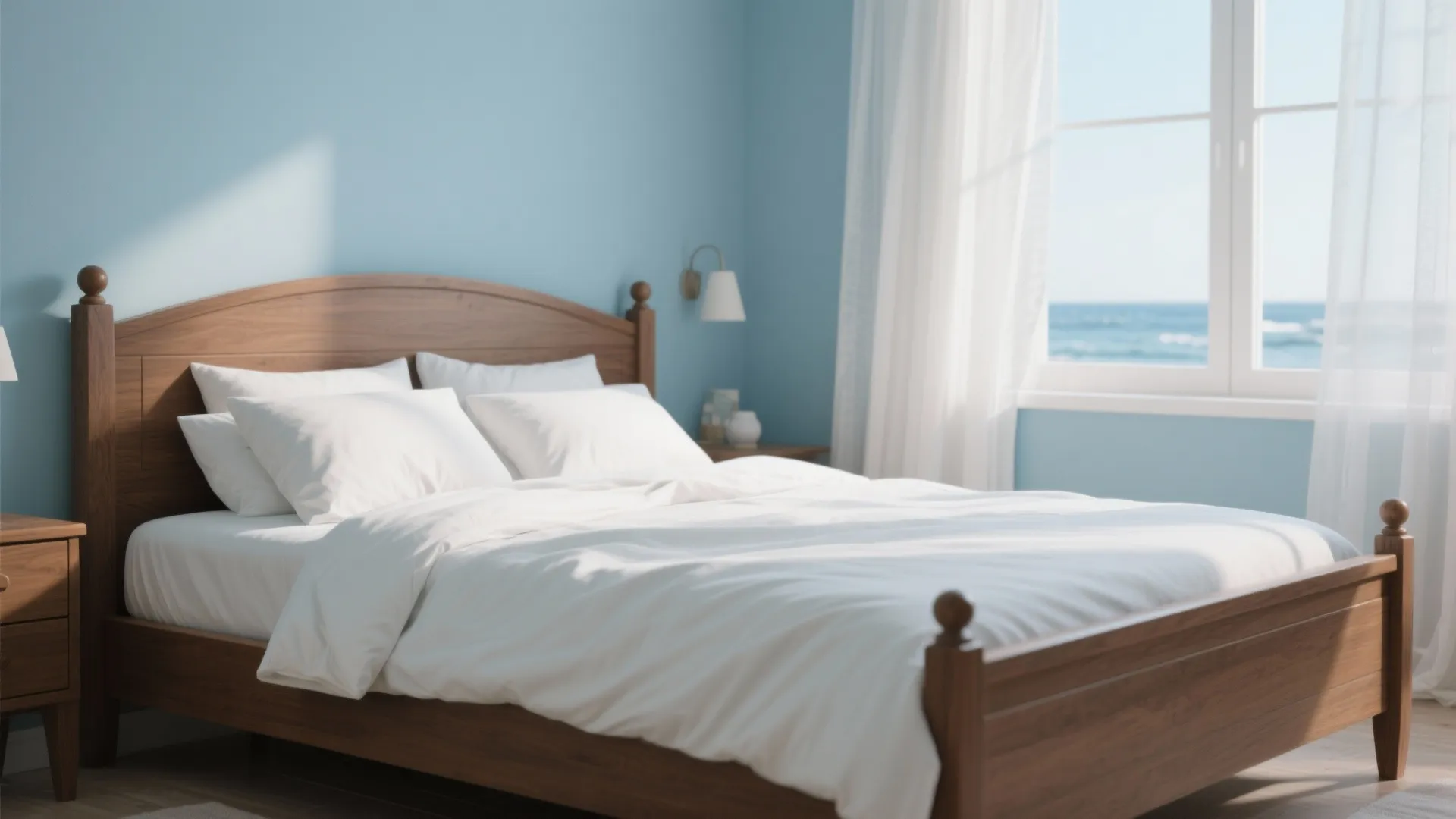 Idea 1: Rich Wood + Soft Sky