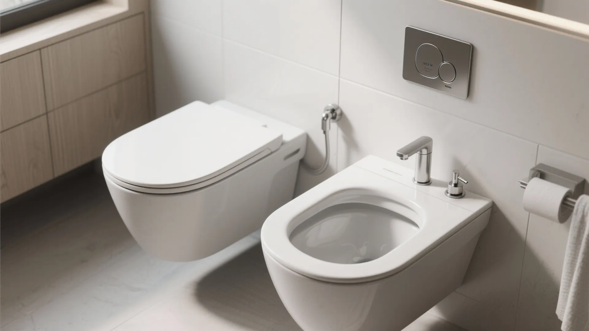 5. Slim-profile rimless bowls and wall-mounted bidets