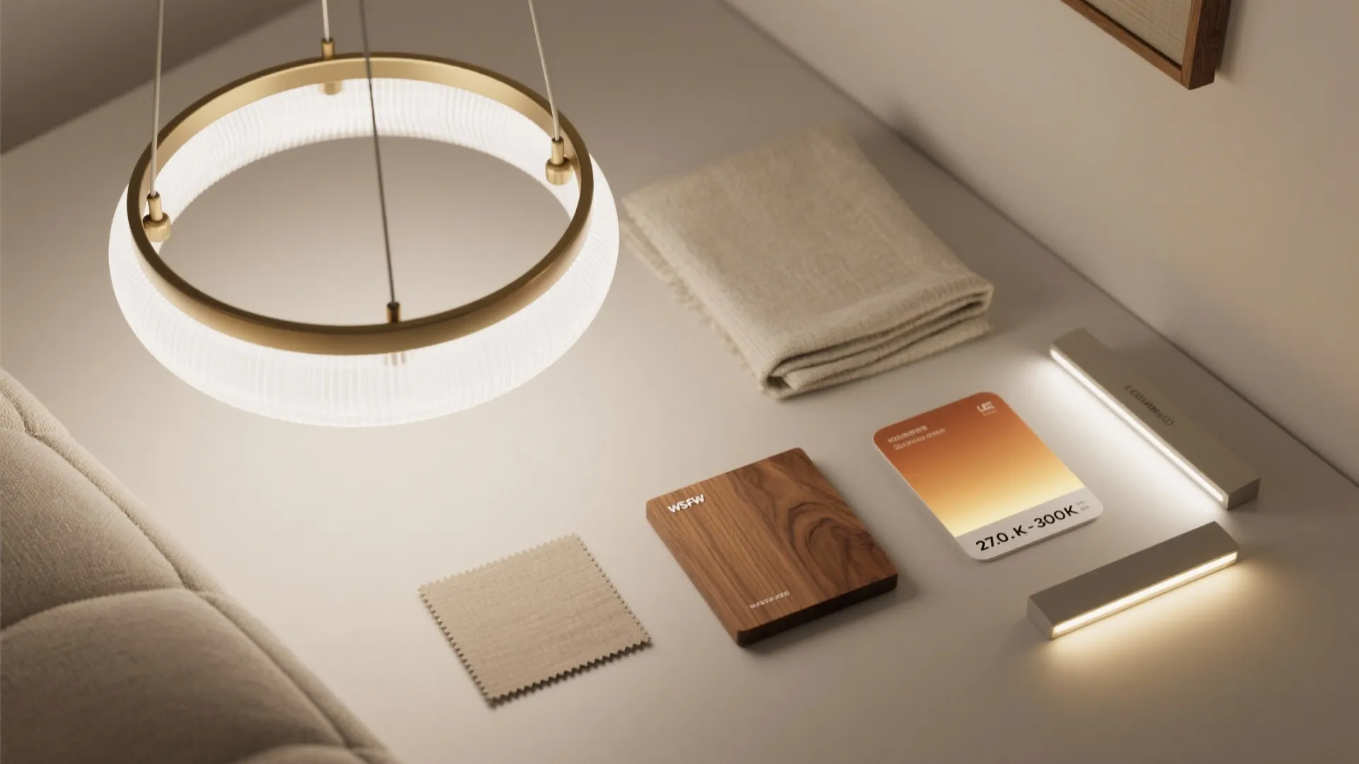 Modern ring chandelier with soft indirect glow