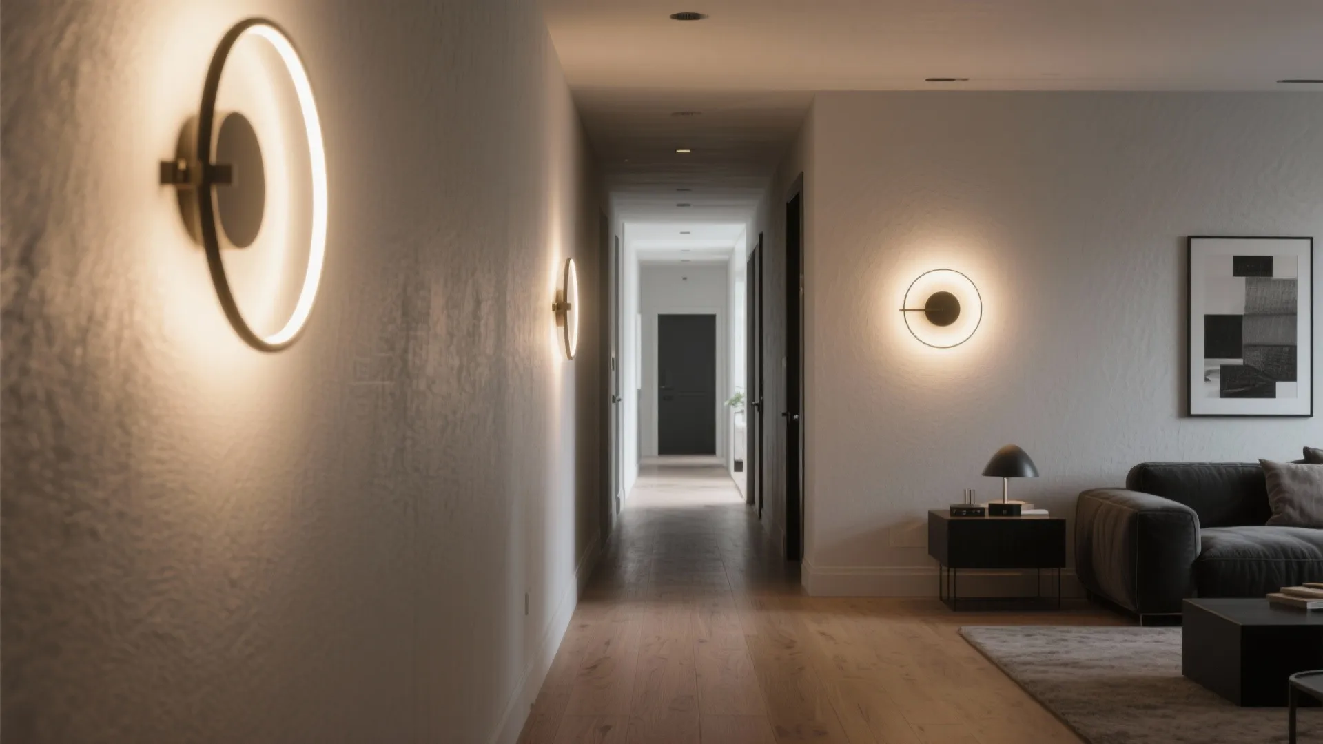 Artful ring sconces with indirect glow