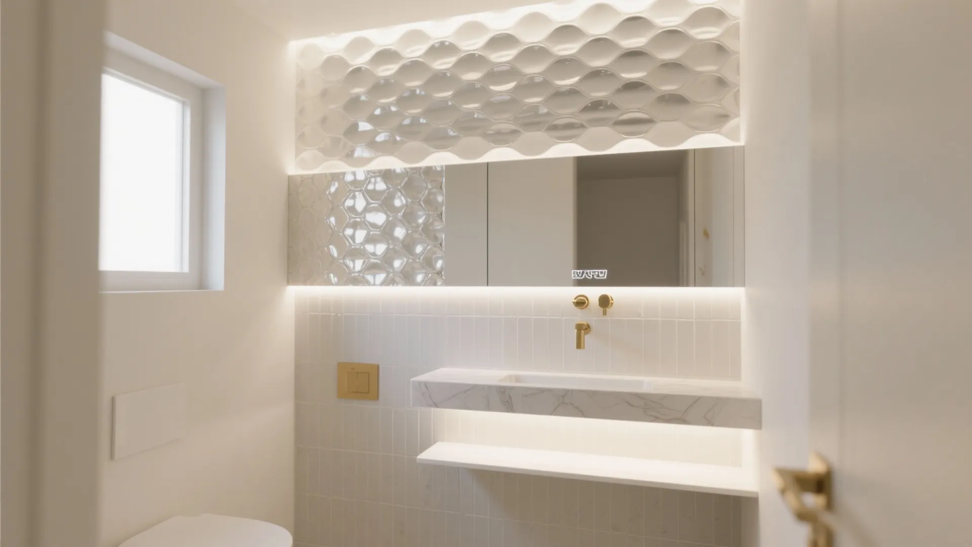 4) Light-Bouncing Ripple Tiles to Brighten Dark Baths