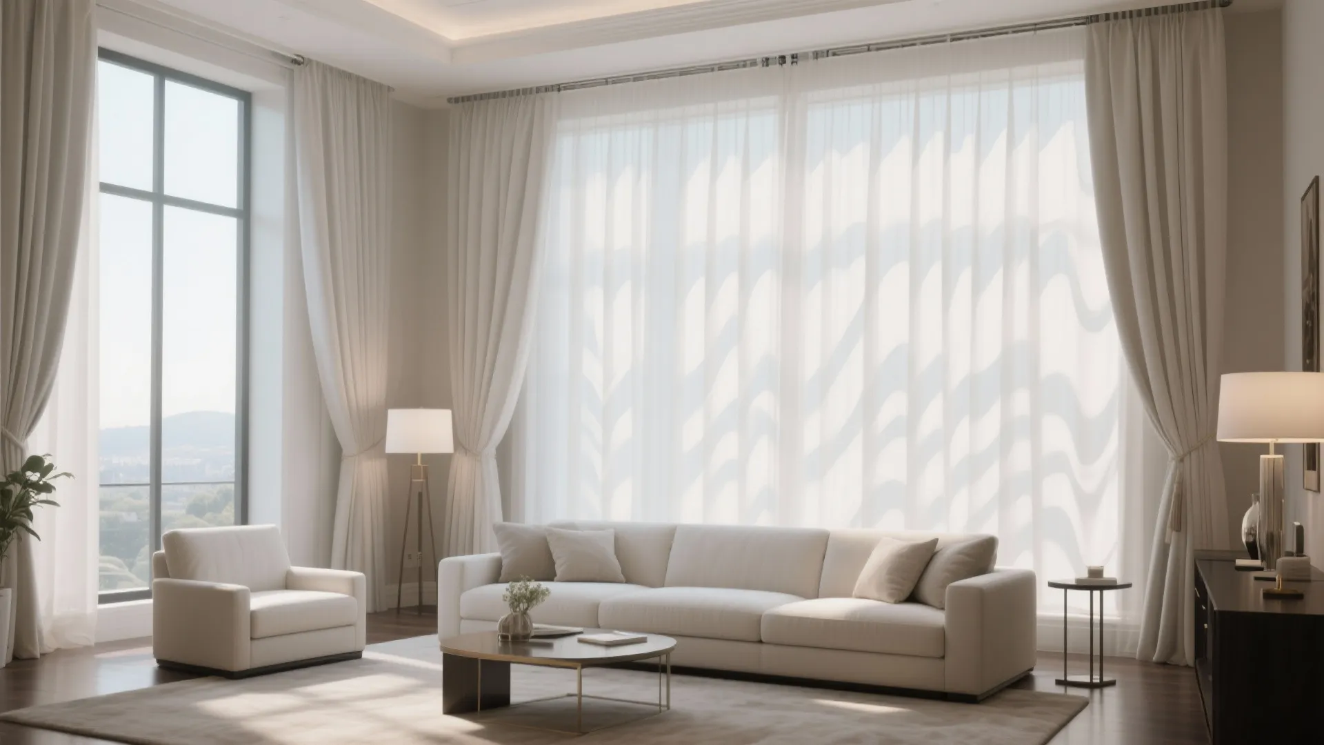 White Ripple Fold Drapes