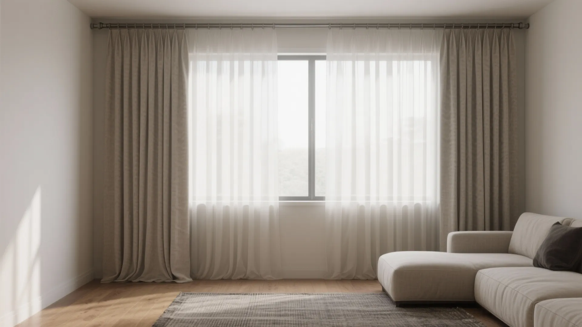 Floor-to-ceiling ripple fold curtains