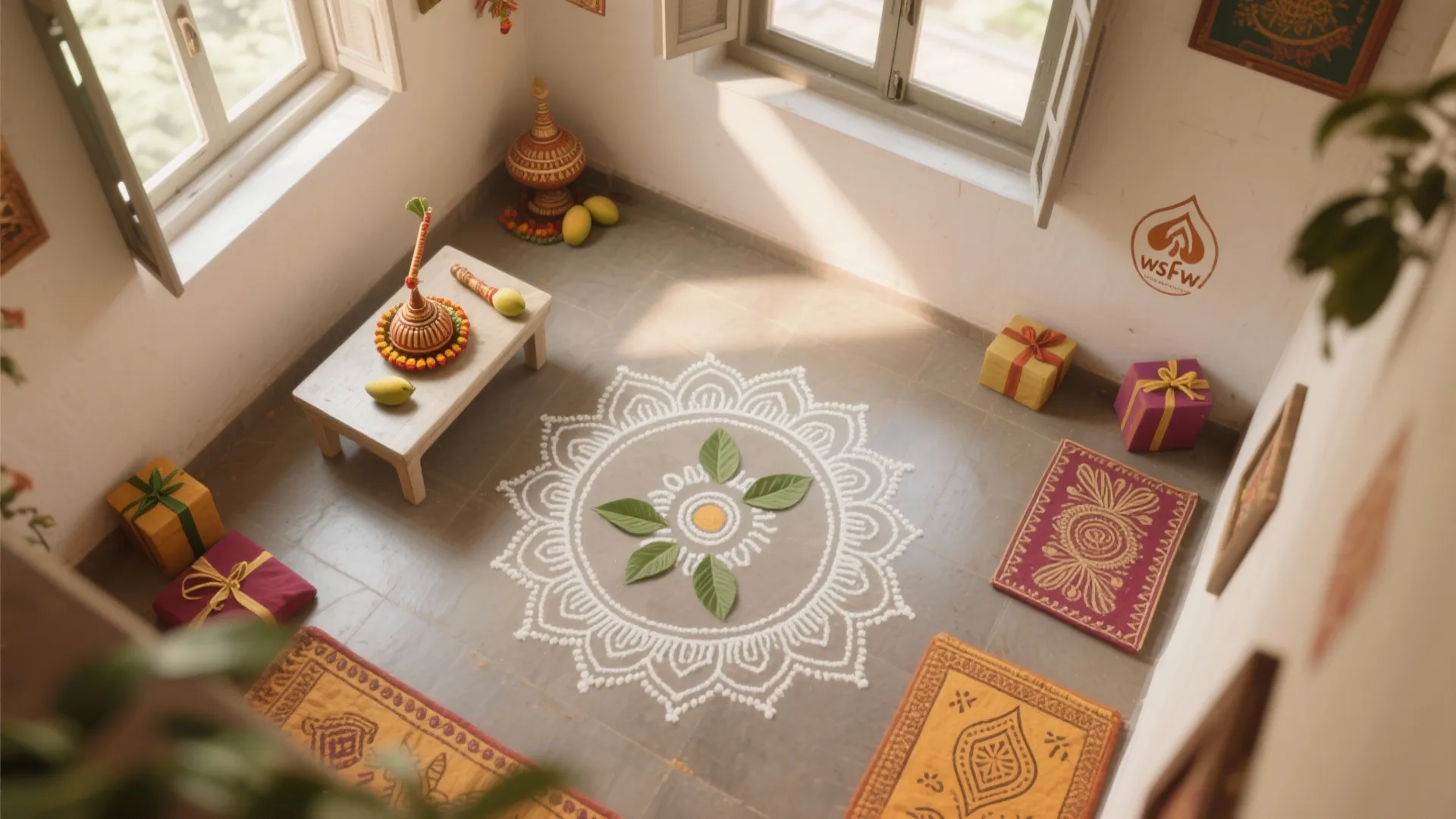 Ritual Nook with Kolam or Rangoli