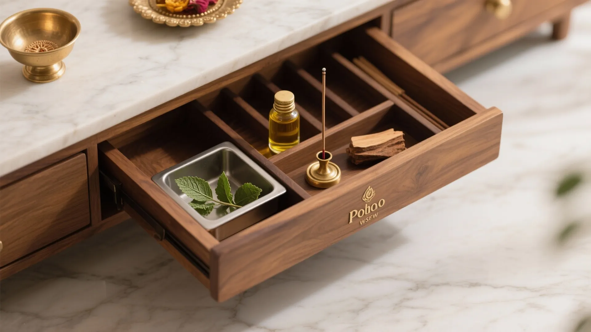 Ritual-ready storage and scent layering