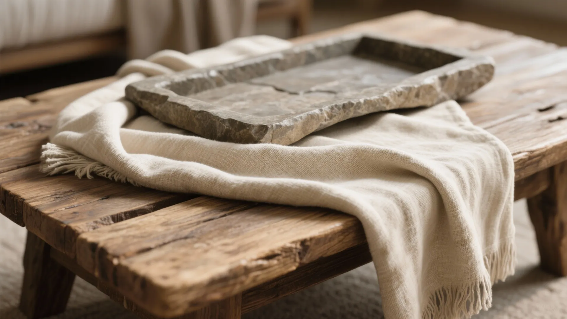 Layered Wood, Stone, and Linen Textures