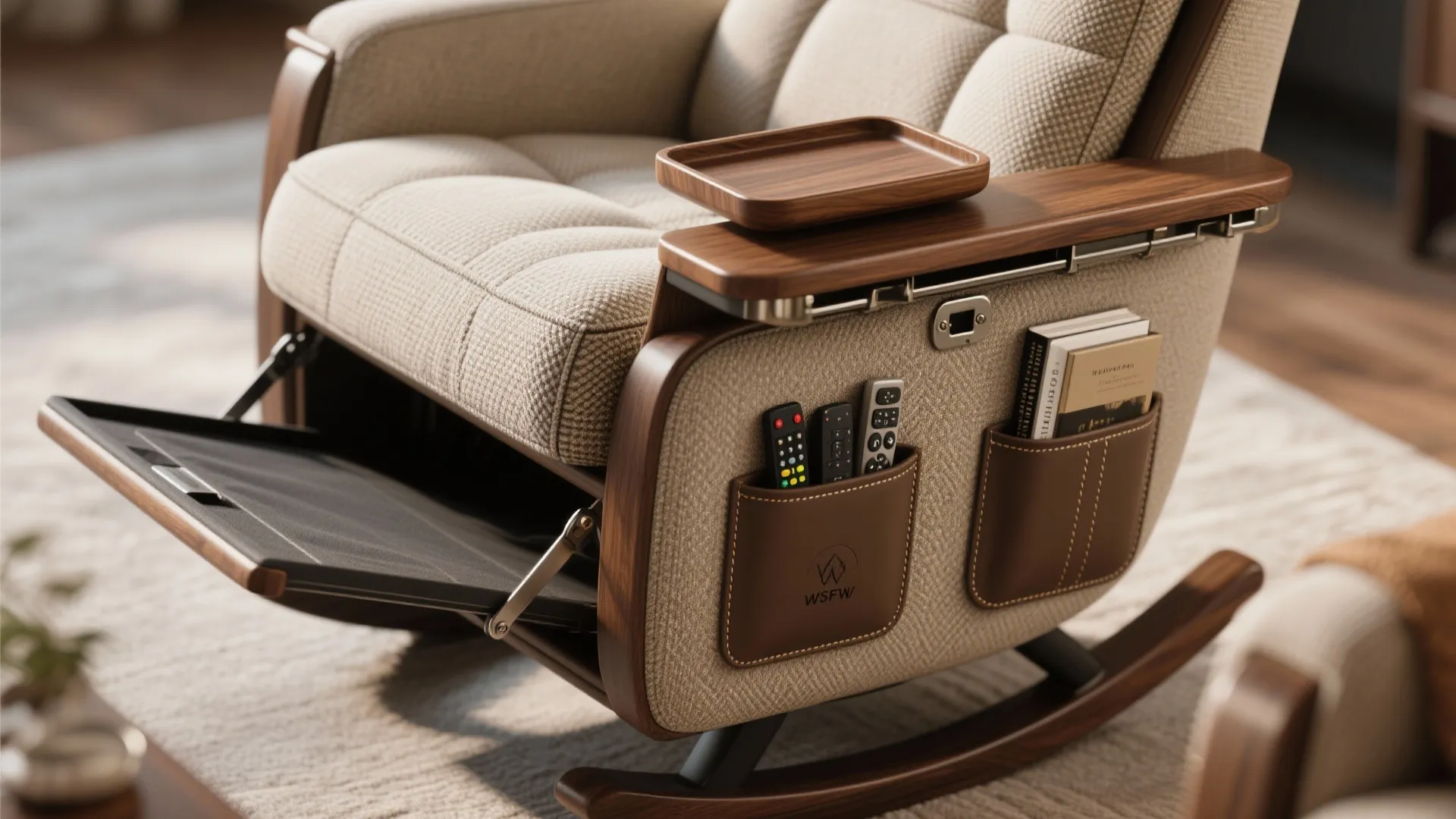 5. Multi-functional rocker with storage or built-in side table