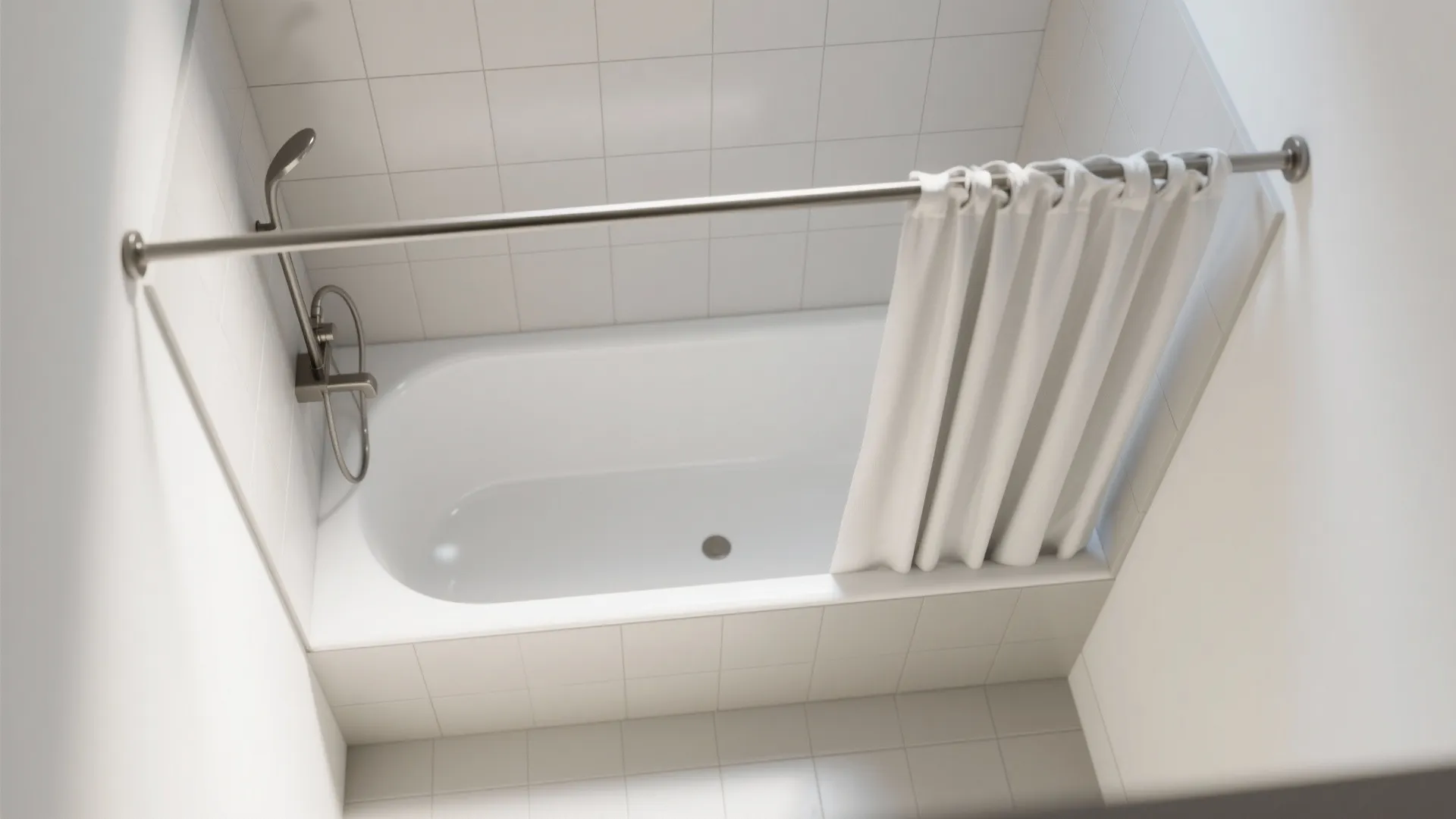 Curved rod and weighted hem for more space