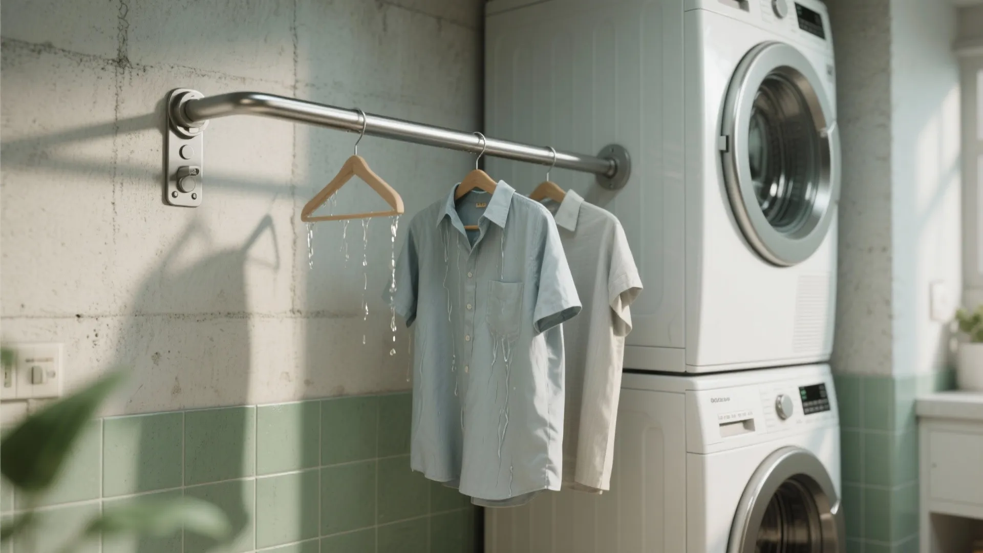 3. Rods above appliances for quick hangs