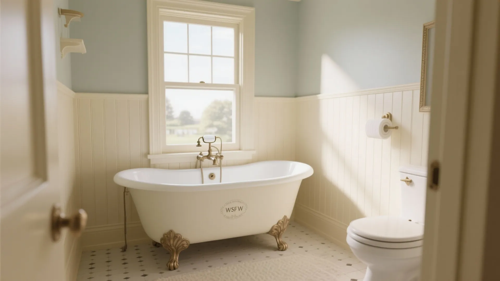 1. Freestanding Roll-Top Tub