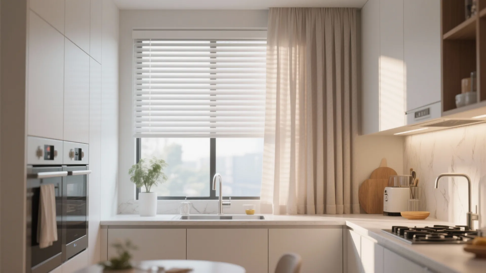 5. Roller Blinds Meets Soft Drapes