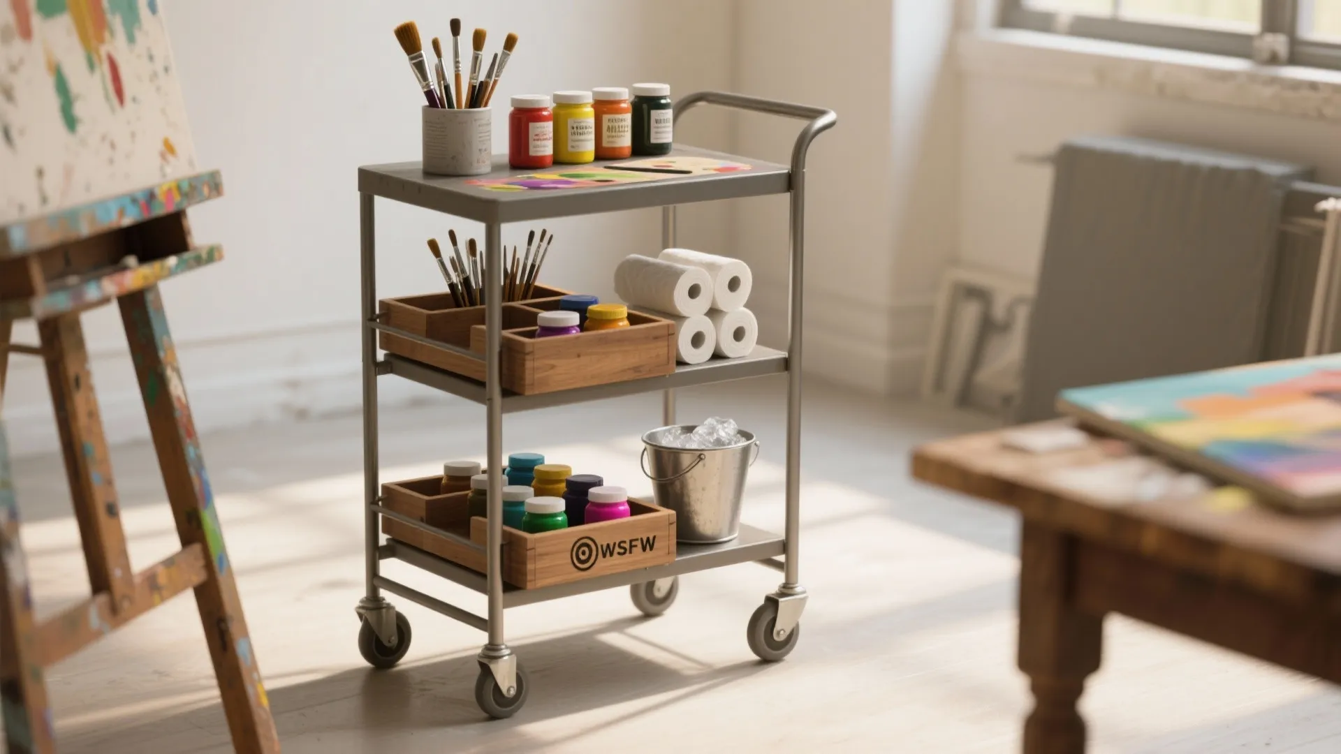3. Rolling Art Cart with Modular Trays