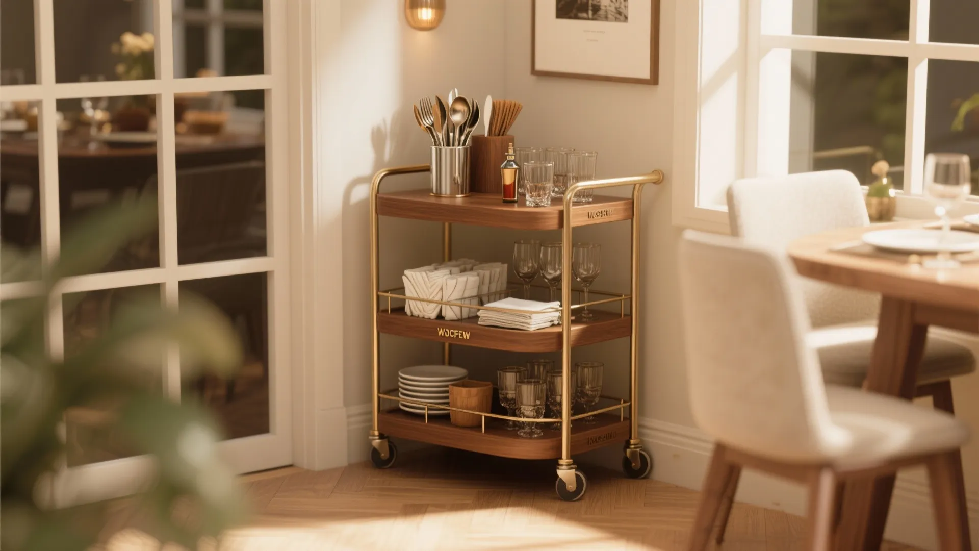 7. Rolling Bar Cart with Layers