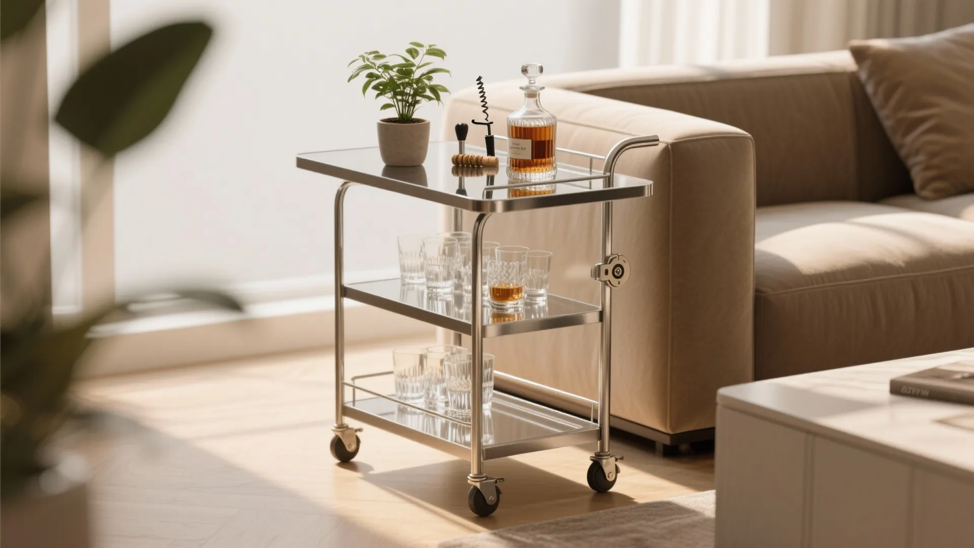 4. Slim rolling bar cart
