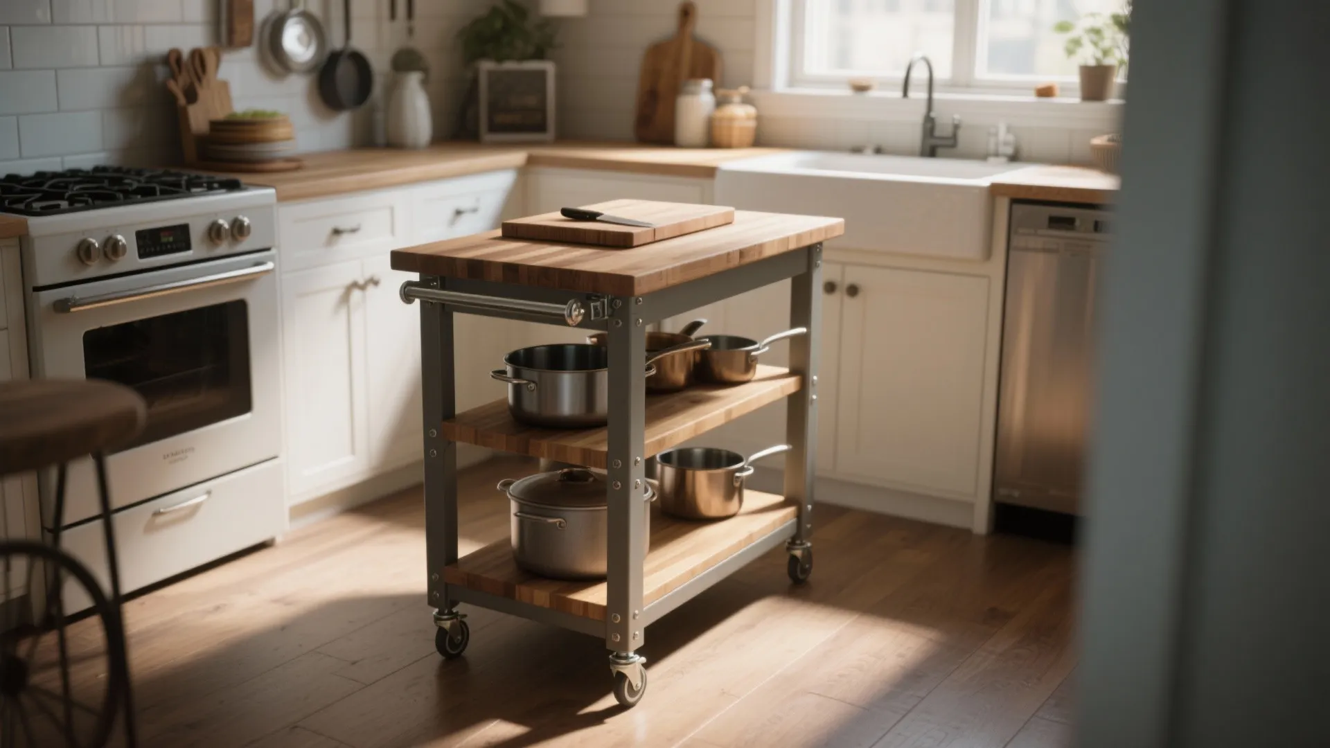 2. Rolling butcher block cart
