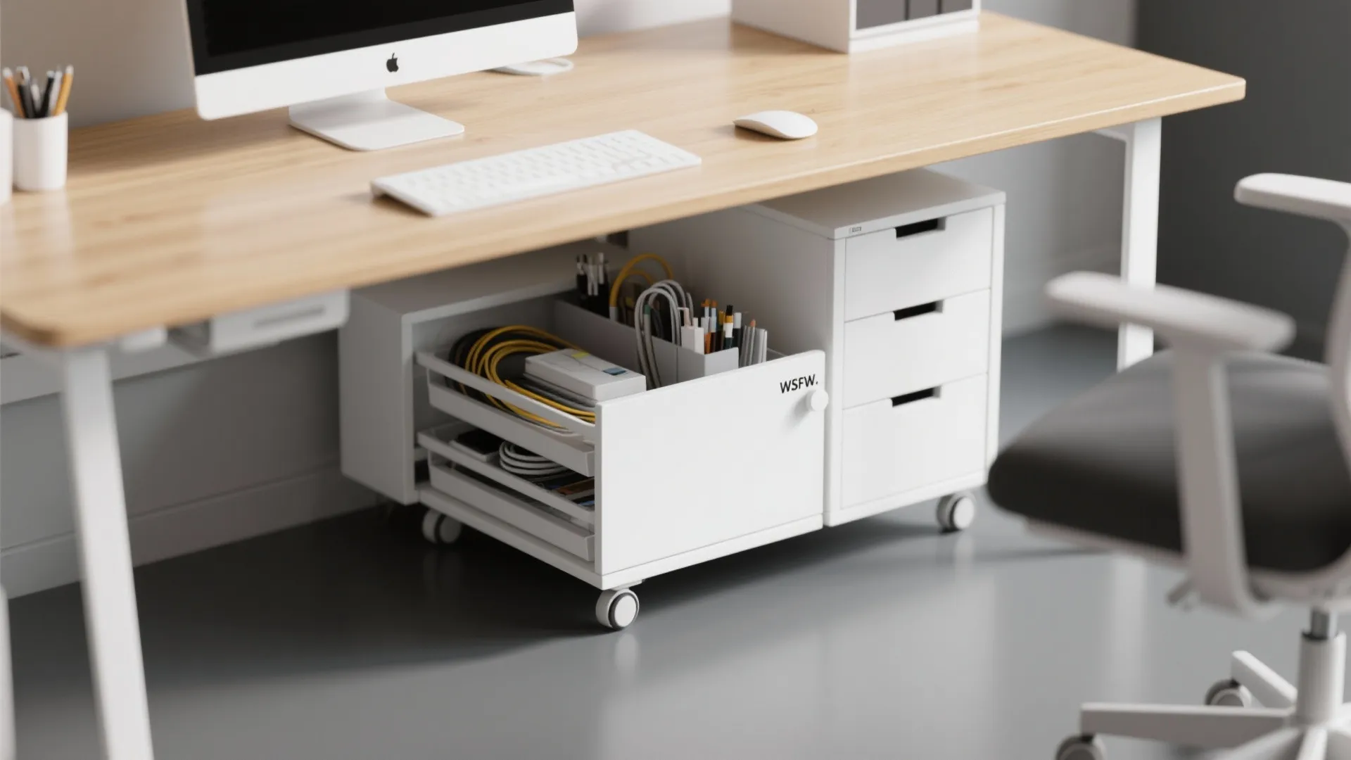 6. Under-desk rolling cabinets