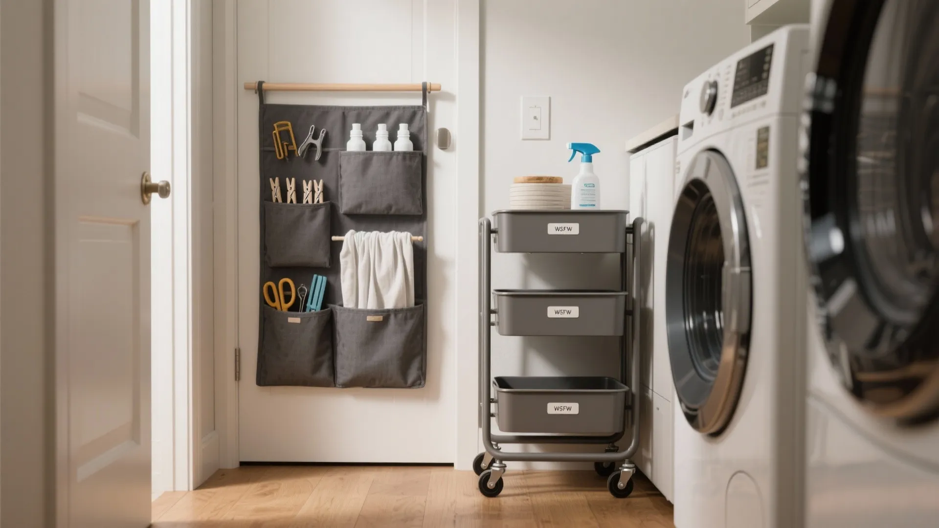 5. Over-the-door organizers and slim rolling carts