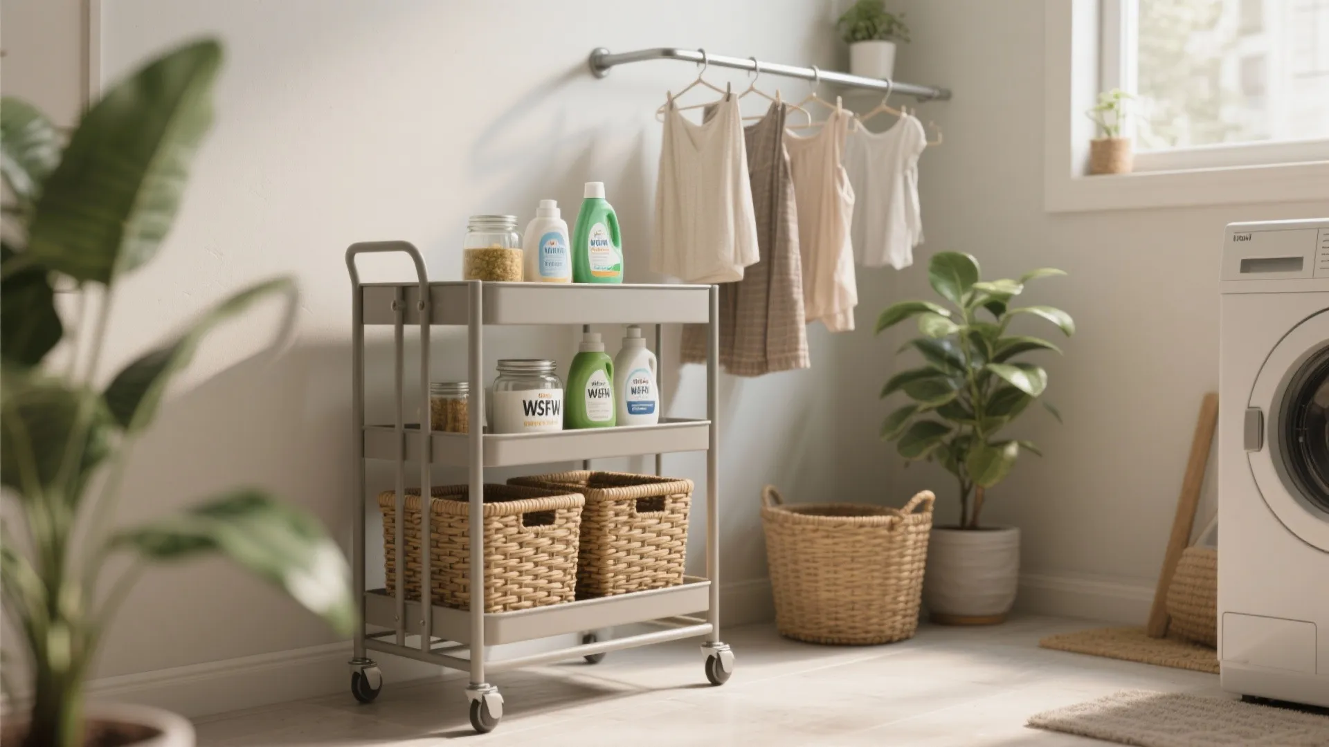 4. Rolling cart and hanging rail combo