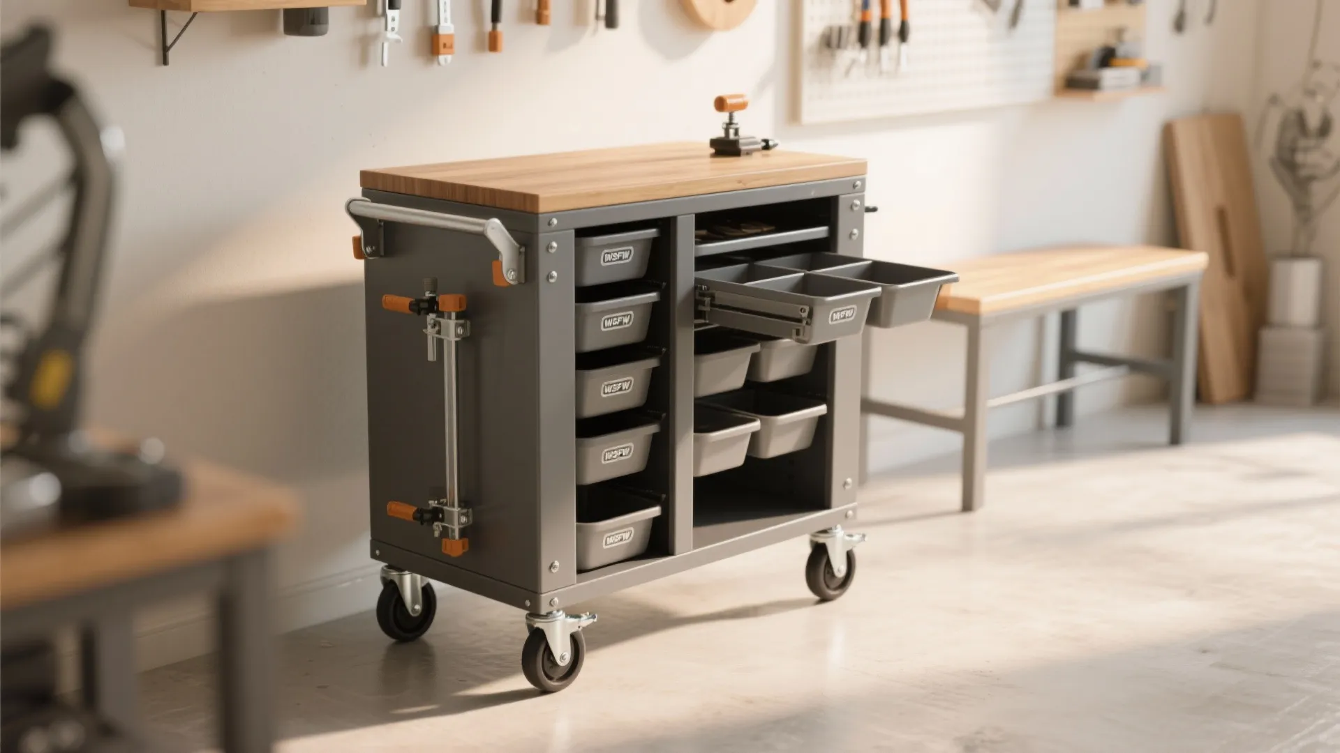 4. Use a rolling cart as a flexible island