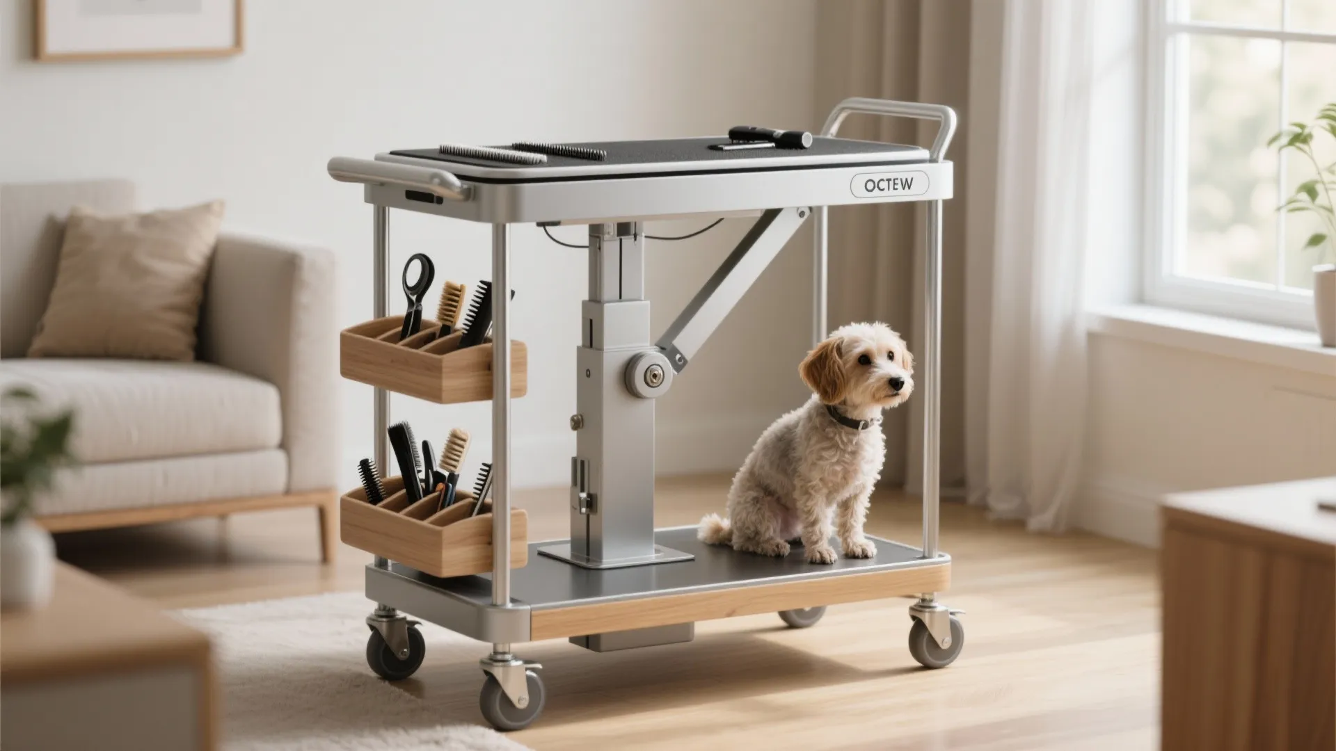 3. Rolling cart with adjustable lift