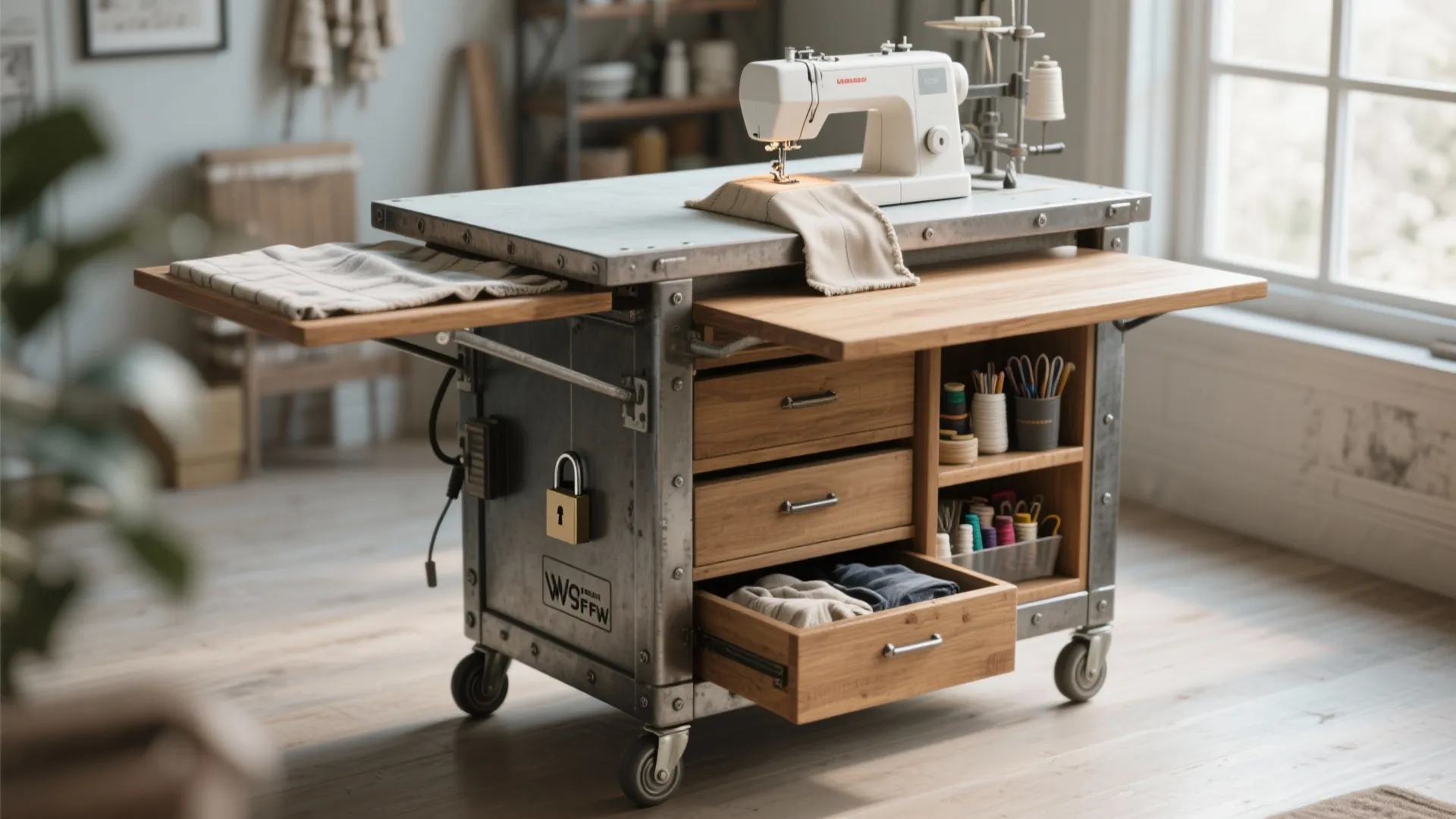 4. Rolling cart with drop leaf and storage