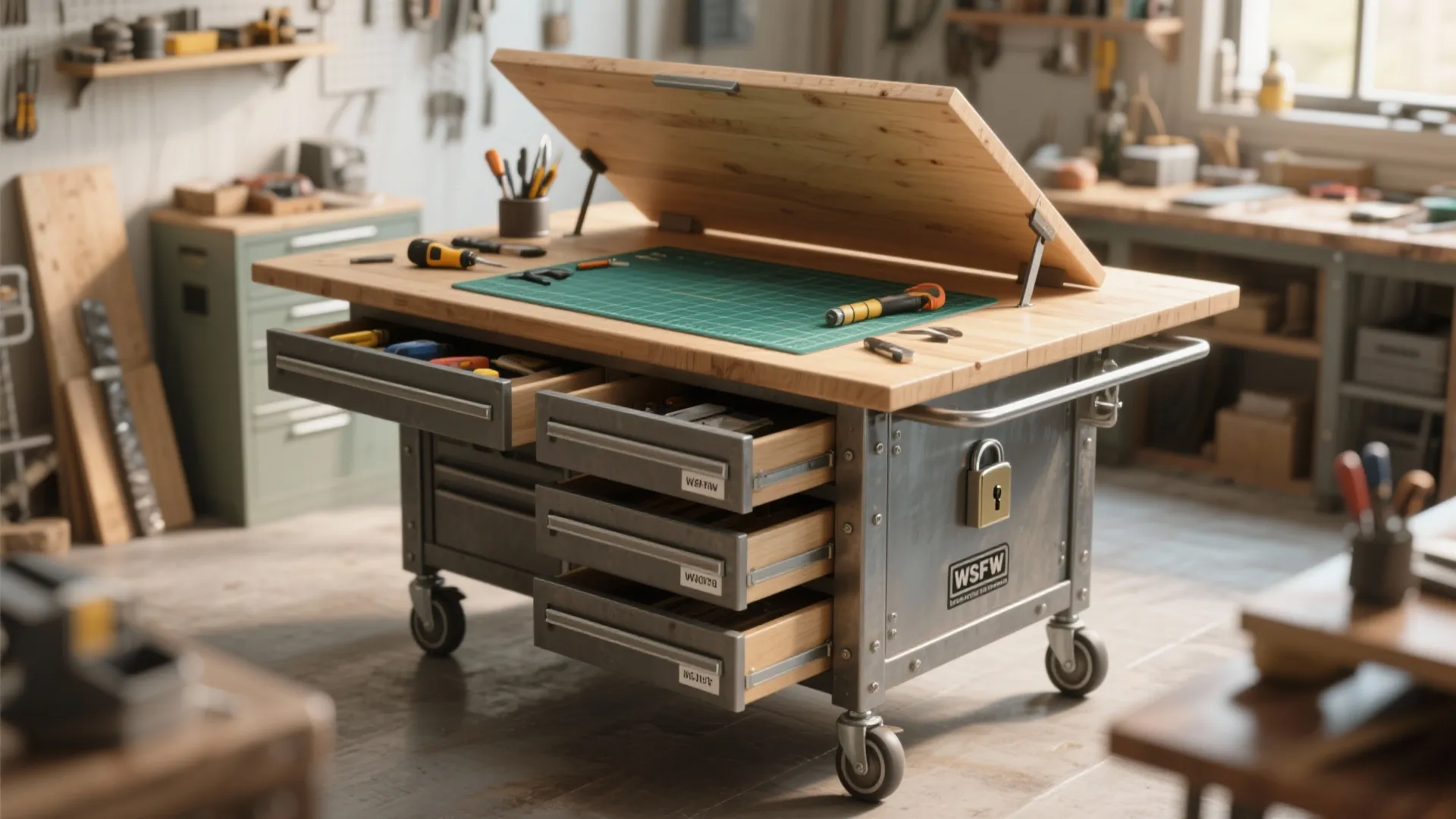 4. Rolling craft cart that converts to table