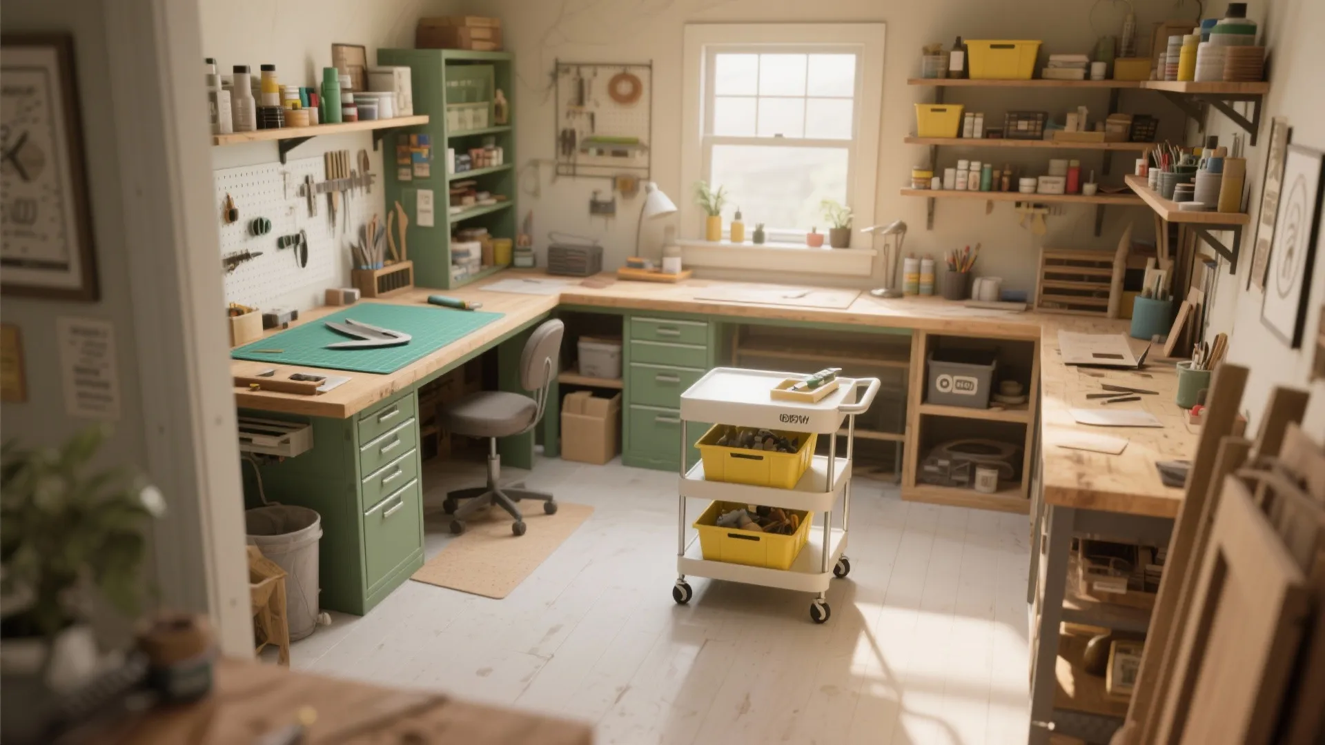 3. Use rolling carts to create flexible zones