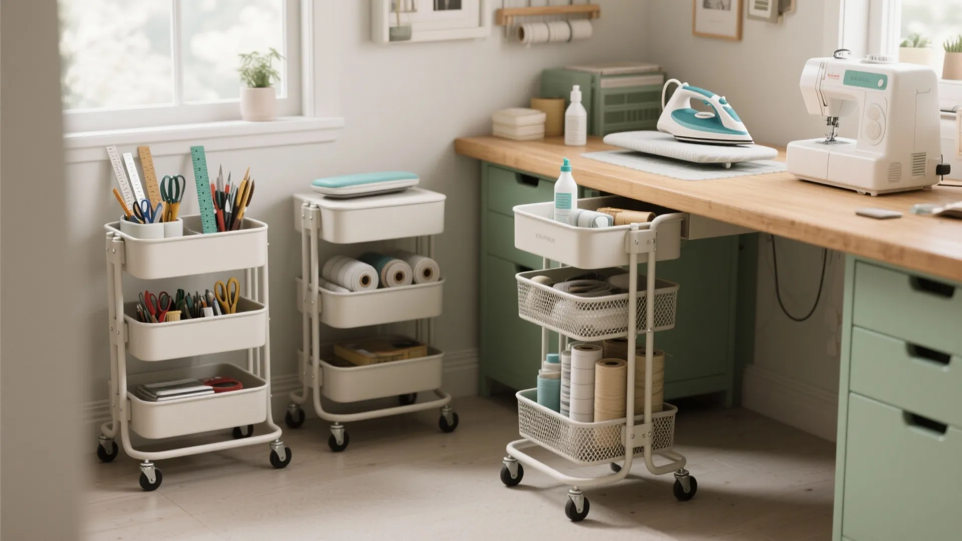 Rolling carts for zone-flexible storage