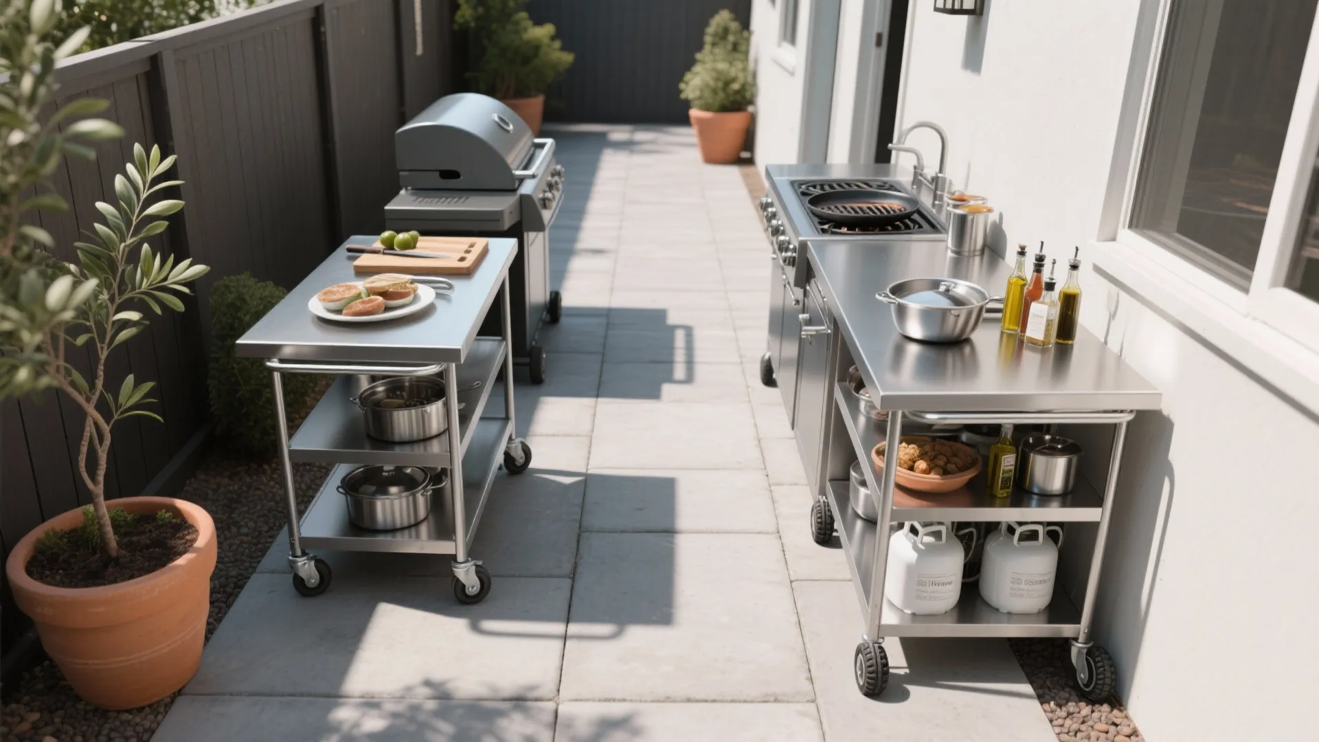 Idea 3: Two rolling carts = a movable kitchen